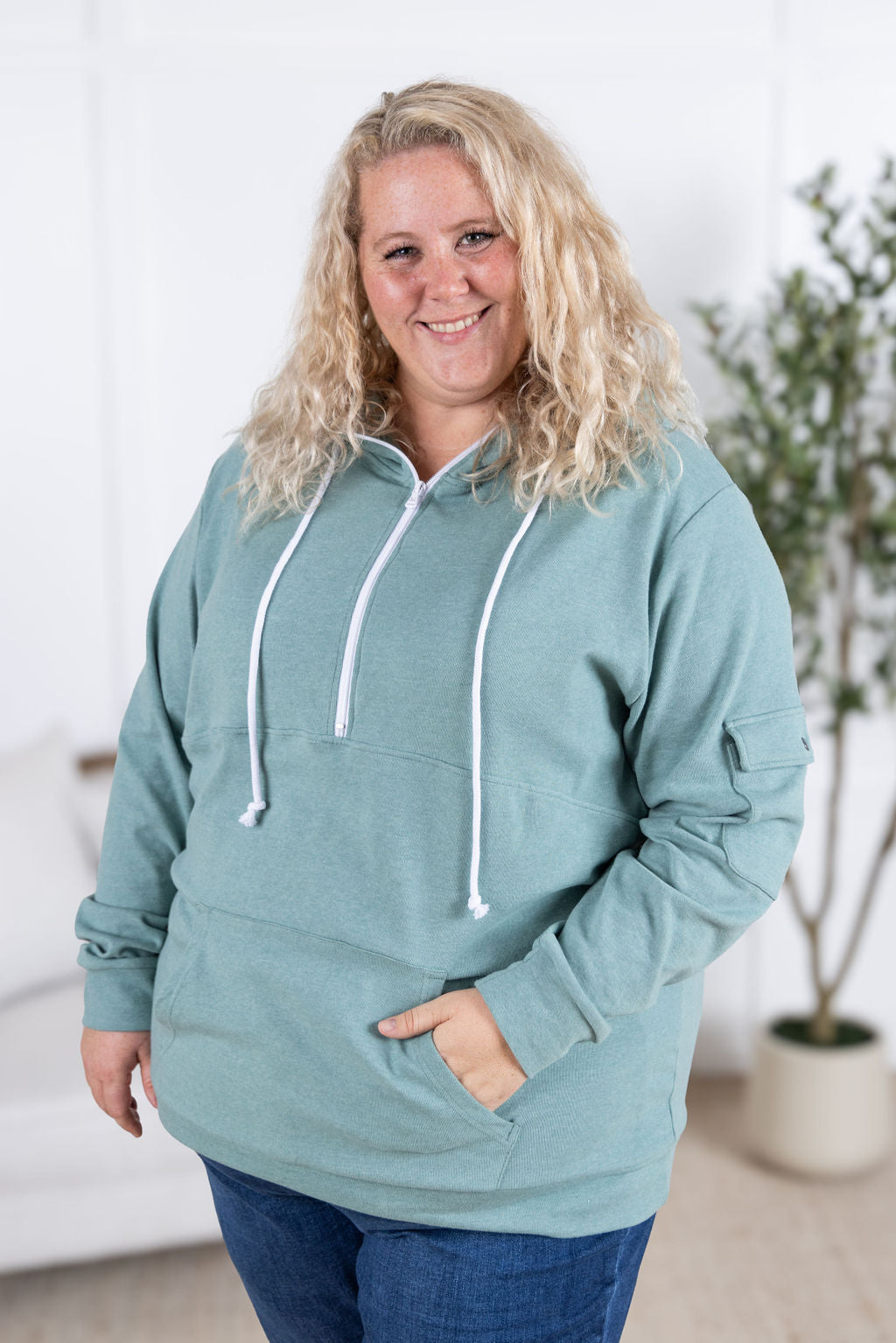 IN STOCK Pixie Pocket Halfzip Hoodie - Sage