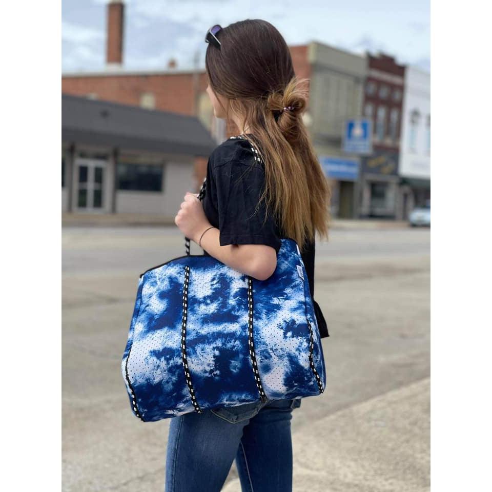 Blue Tie Dye Neoprene Tote Bag