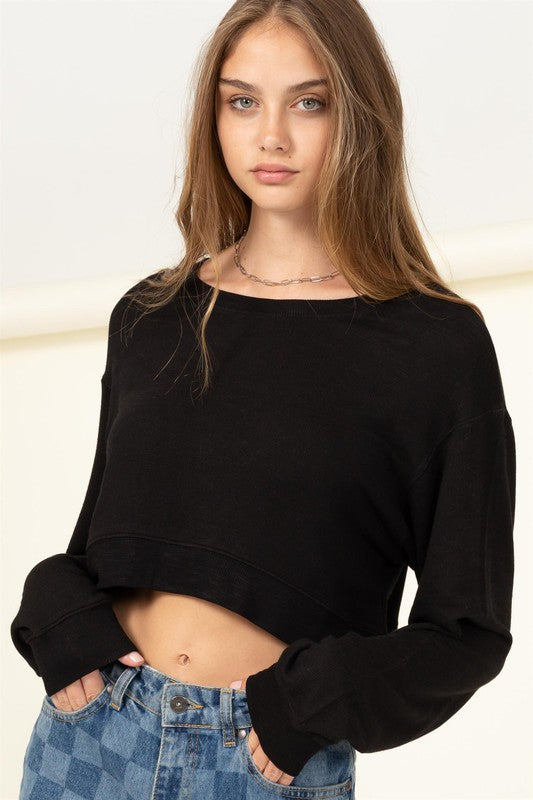 Soul Mate Drop-Shoulder Cropped Sweatshirt