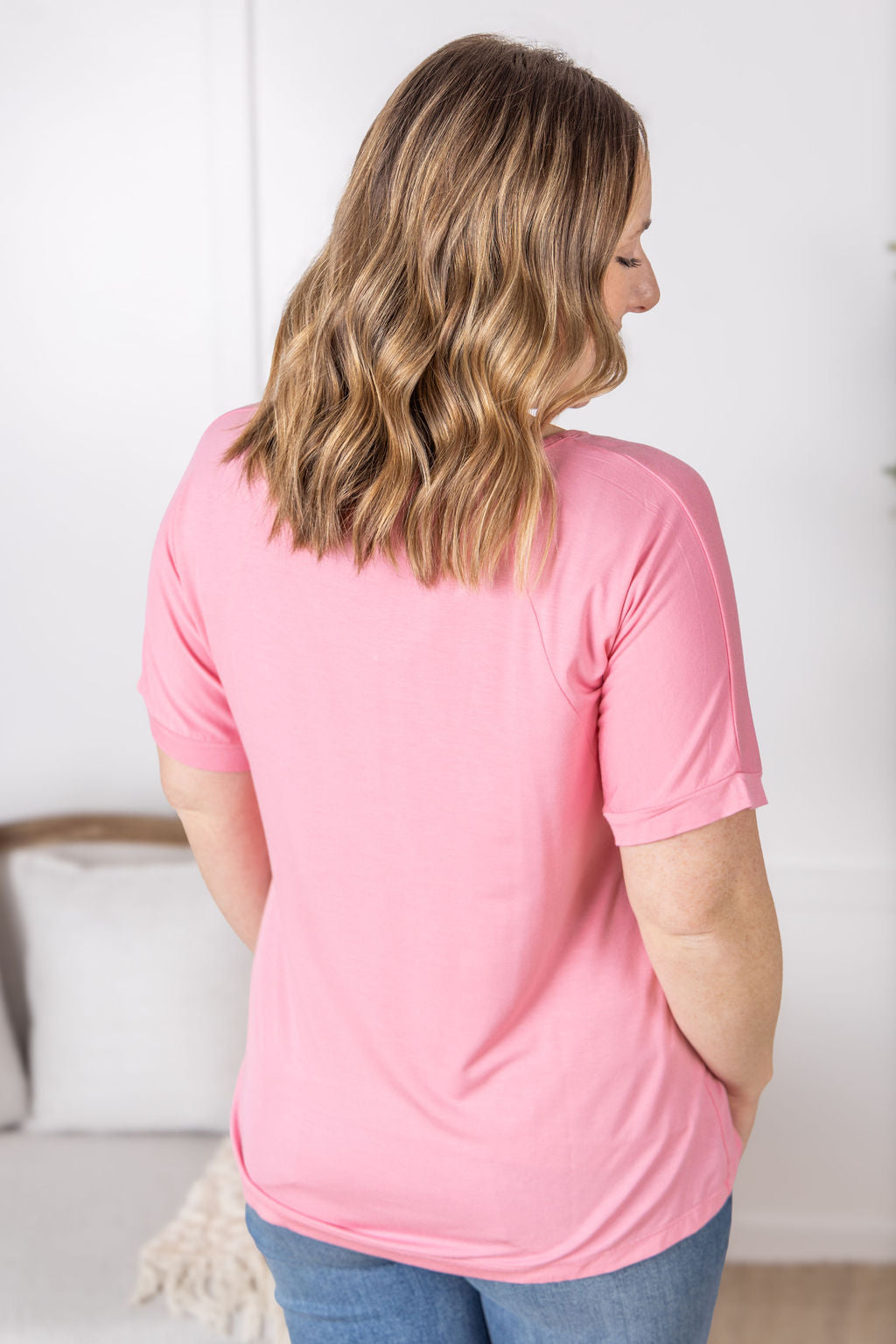 IN STOCK Bamboo V Neck Tee - Rose