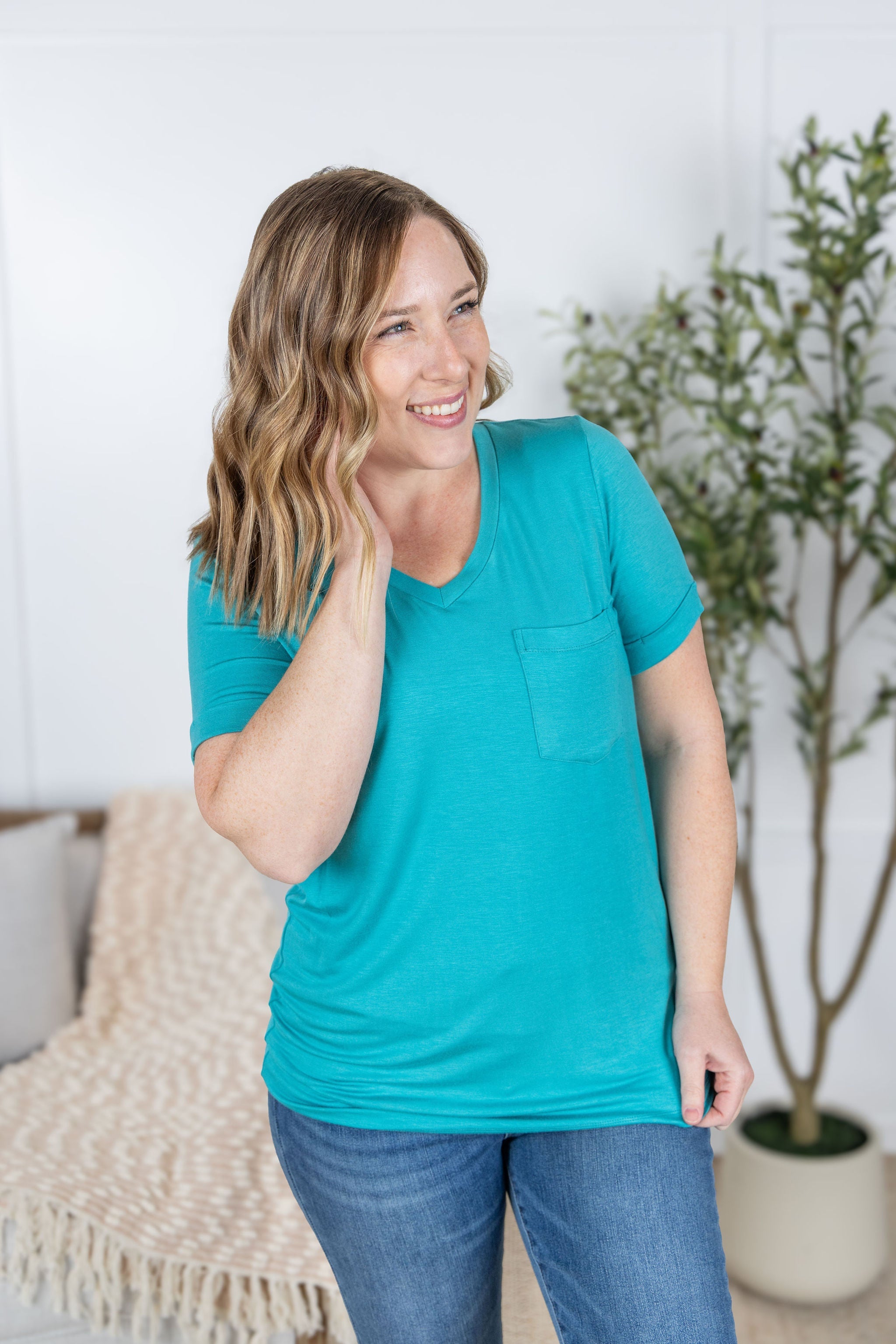 IN STOCK Sophie Pocket Tee - Aqua
