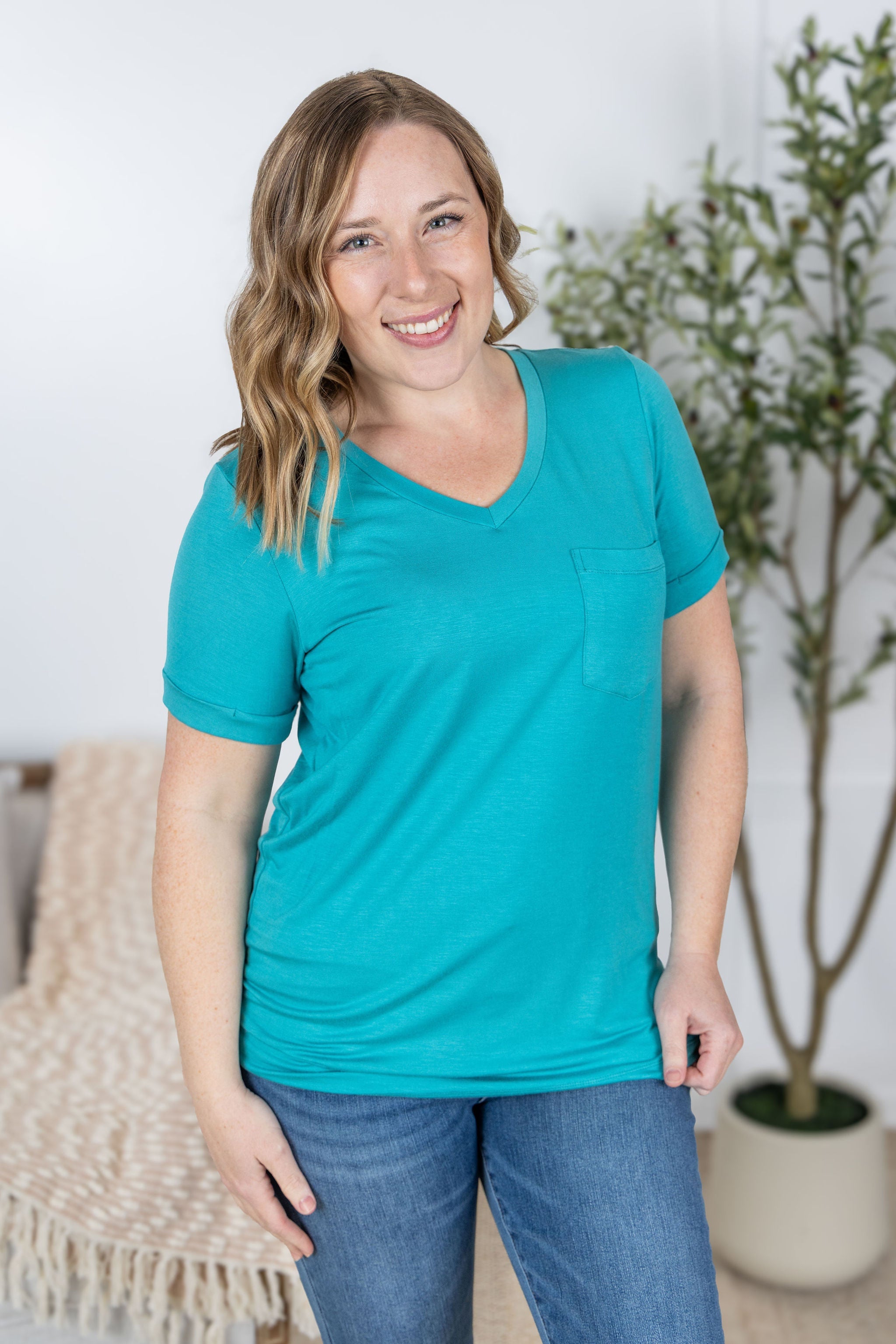 IN STOCK Sophie Pocket Tee - Aqua