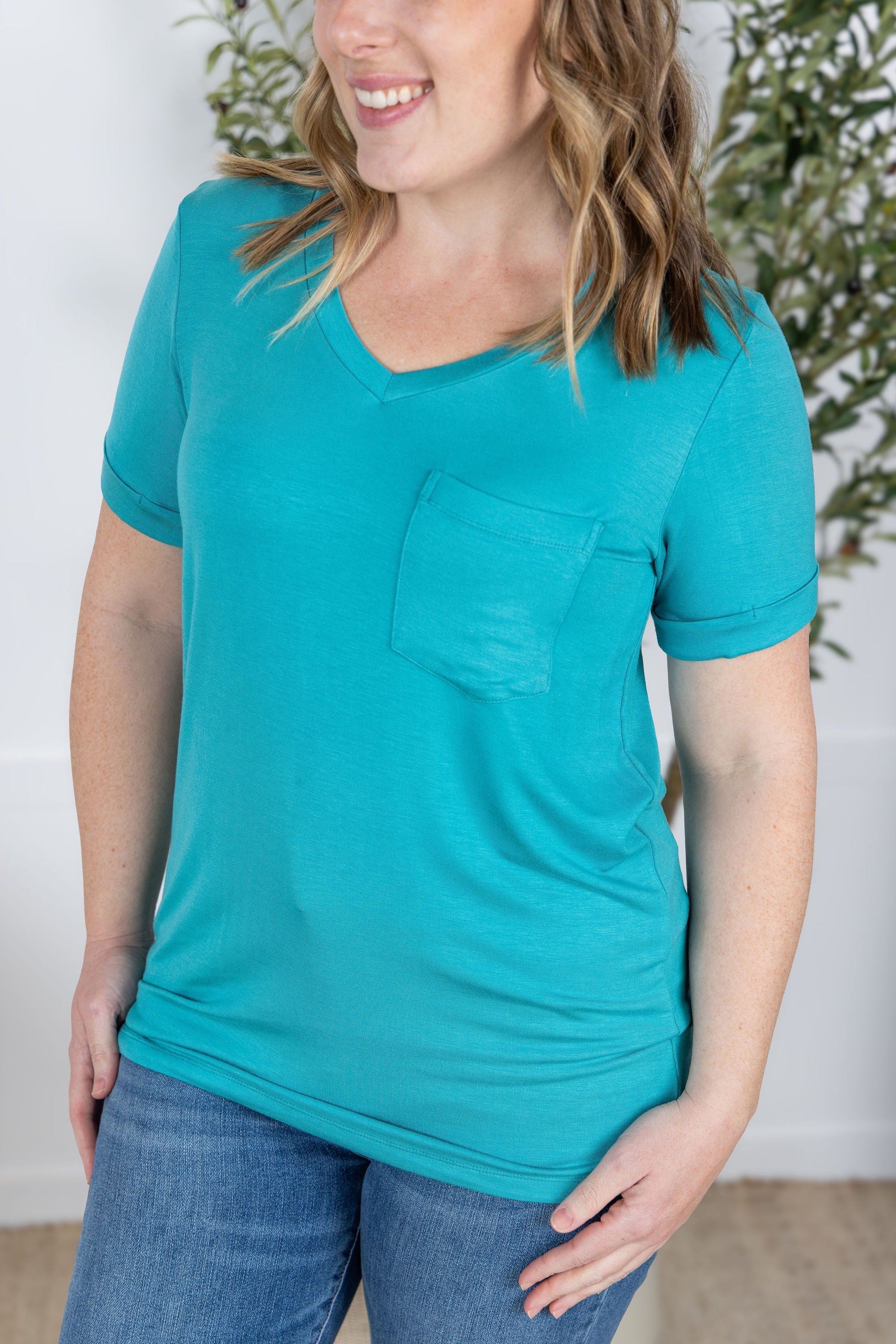 IN STOCK Sophie Pocket Tee - Aqua