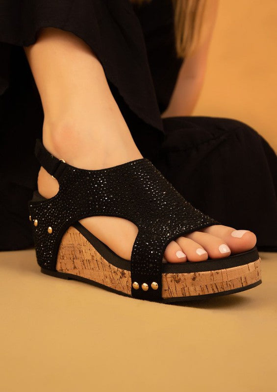 Barbara Rhinestone Covered Wedge - 3 Colors