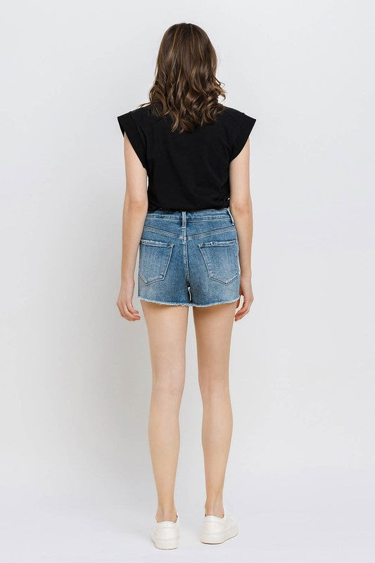 Super High Rise Button Up Stretch Shorts