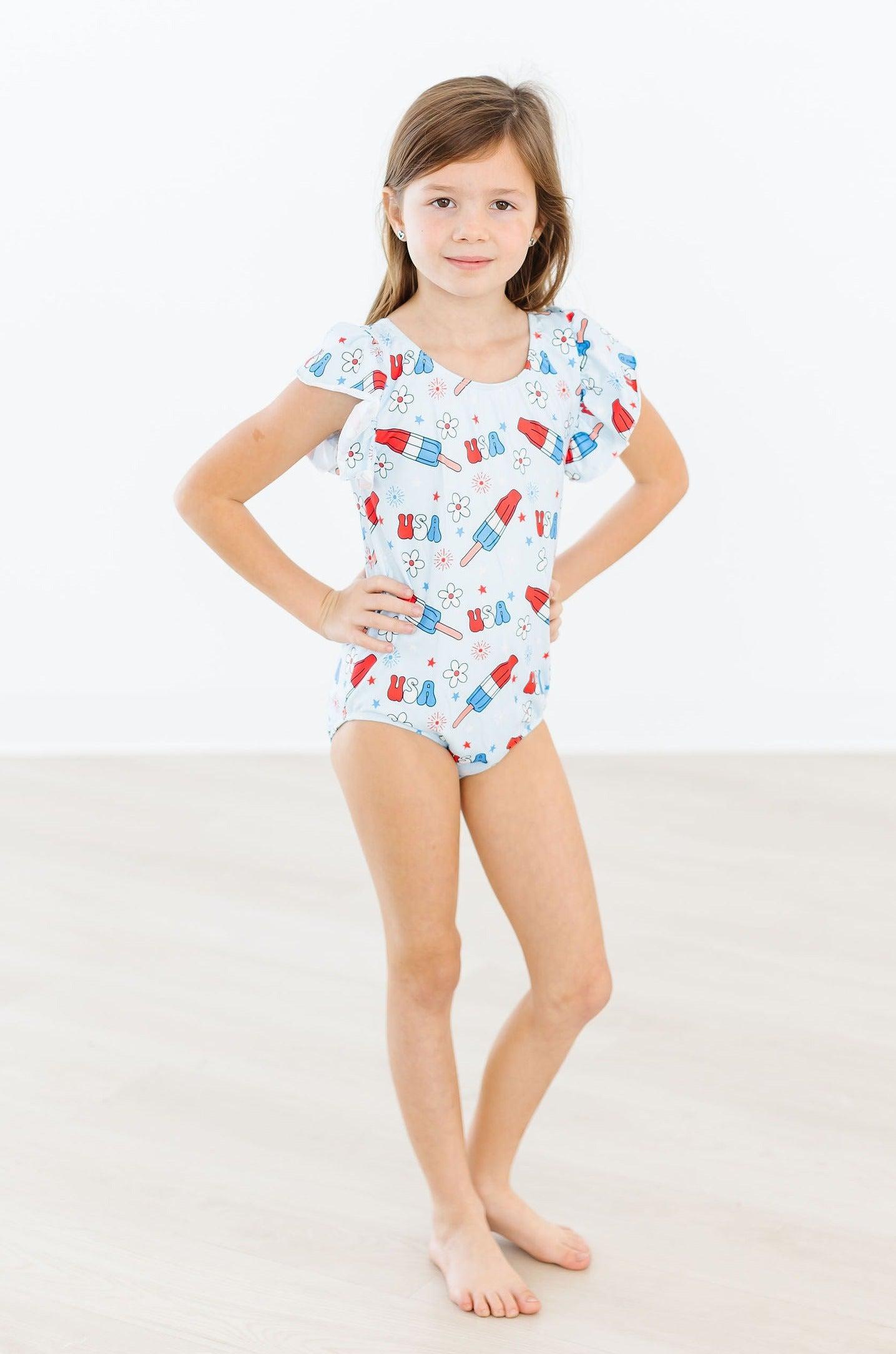 Proudly Patriotic S/S Flutter Sleeve Leotard