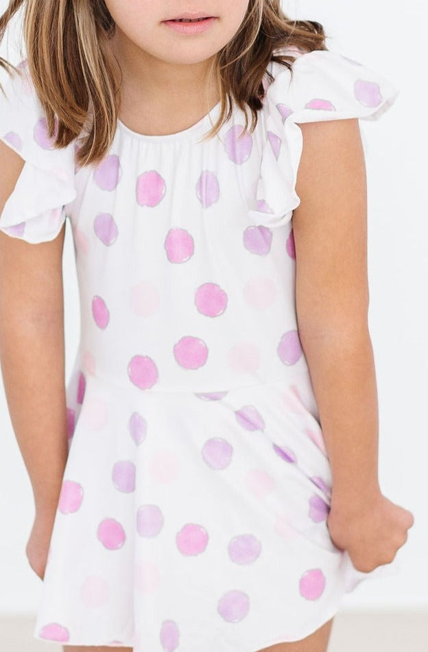 Pastel Polka Dot S/S Twirl Leotard