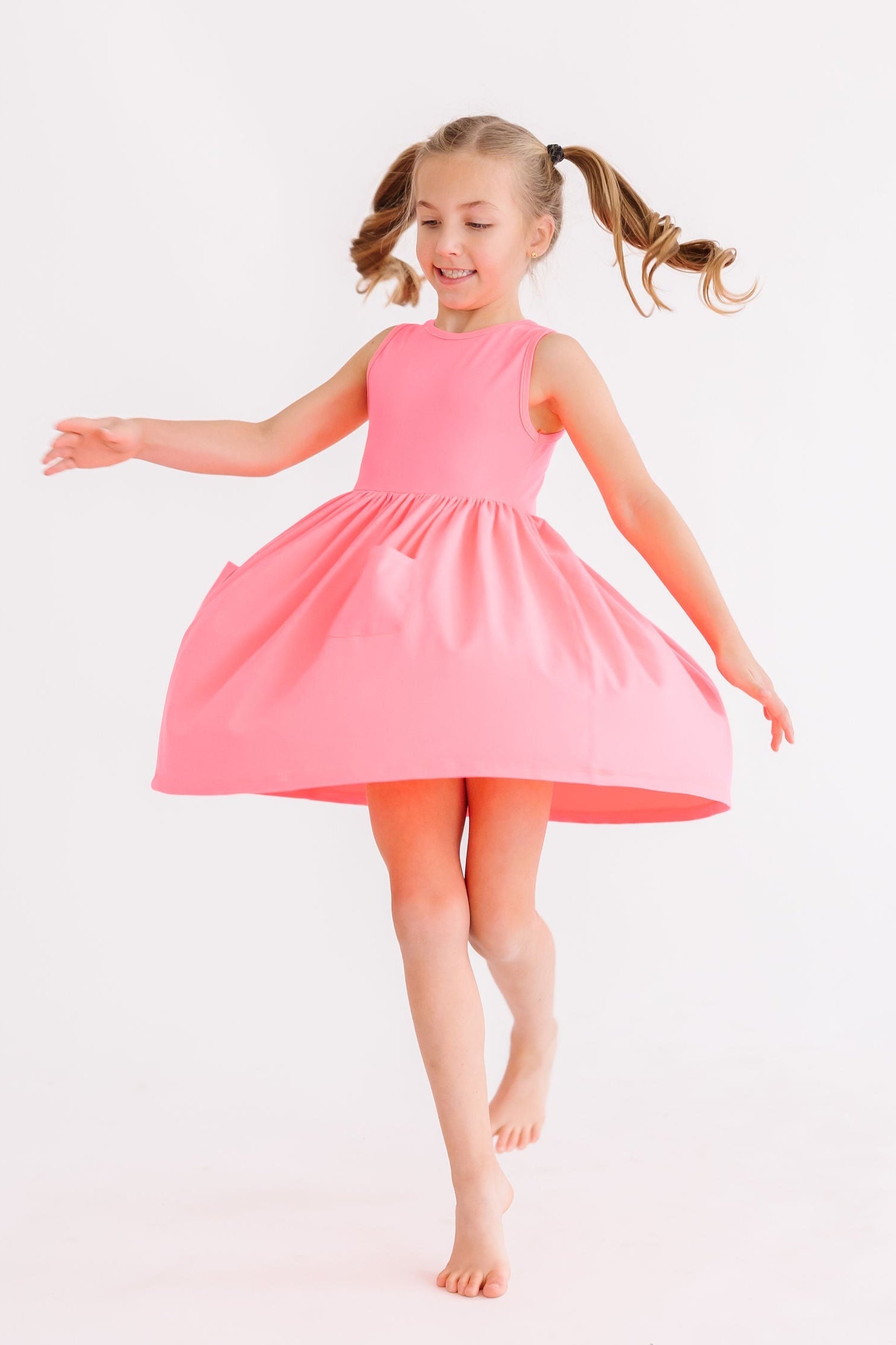 Neon Pink Tank Pocket Twirl Dress