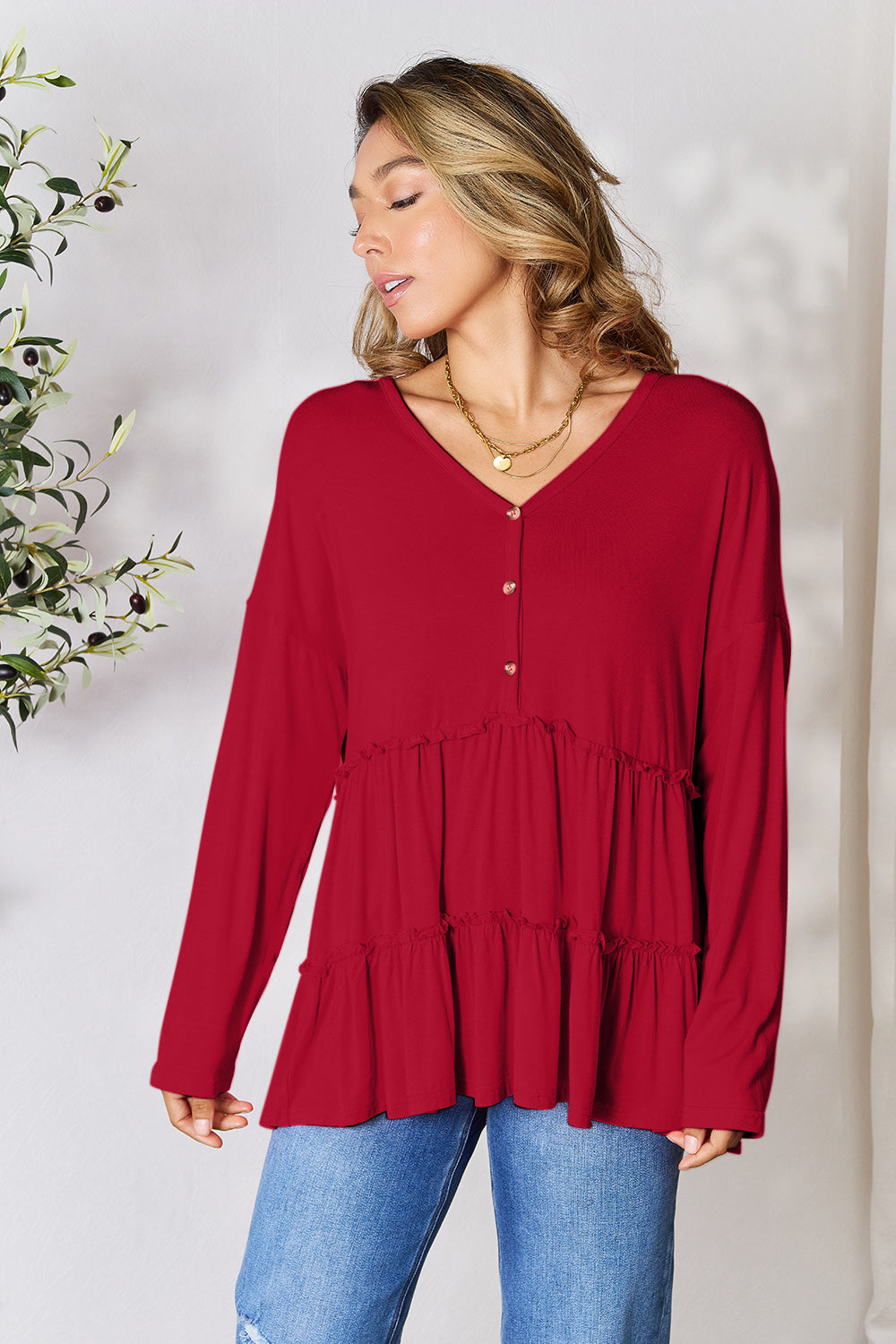 Black Friday Deal: Ruffle Long Sleeve Top - Double Take