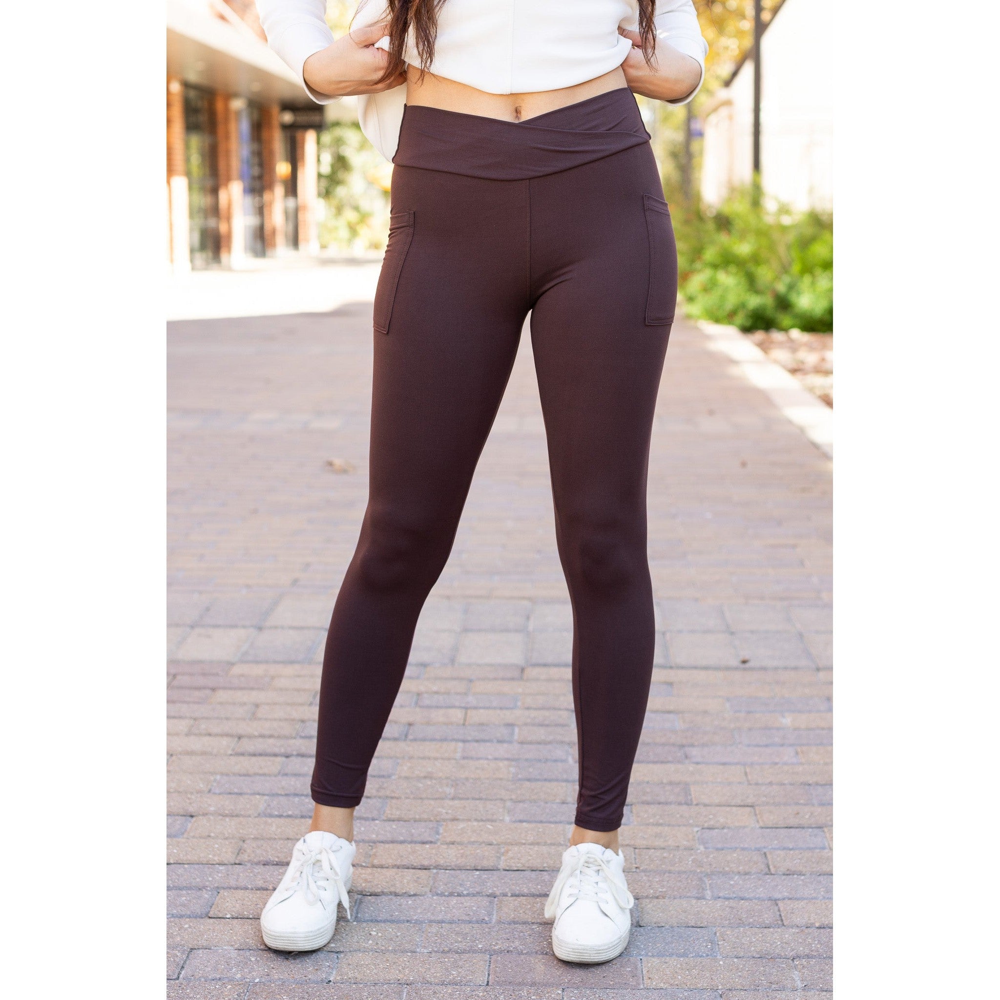 Brown FLEECE Full Length Leggings with Pockets*  - Luxe Leggings by Julia Rose®