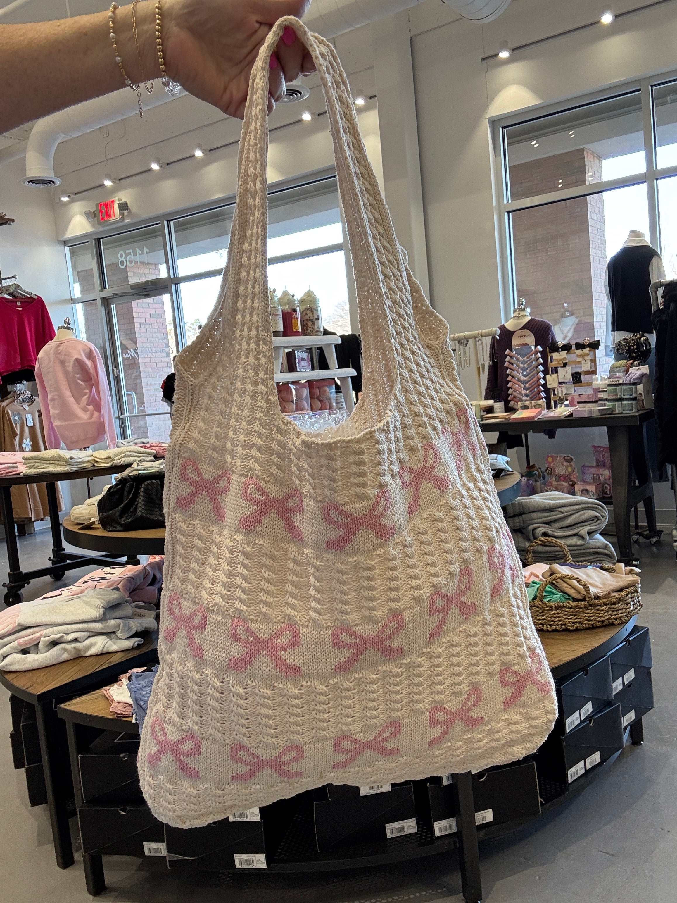 Woven Bow Tote Bag