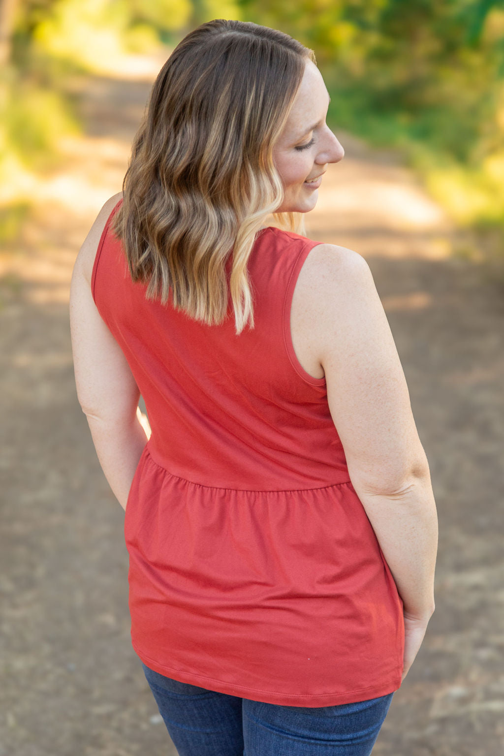 IN STOCK Renee Ruffle Tank - Brick