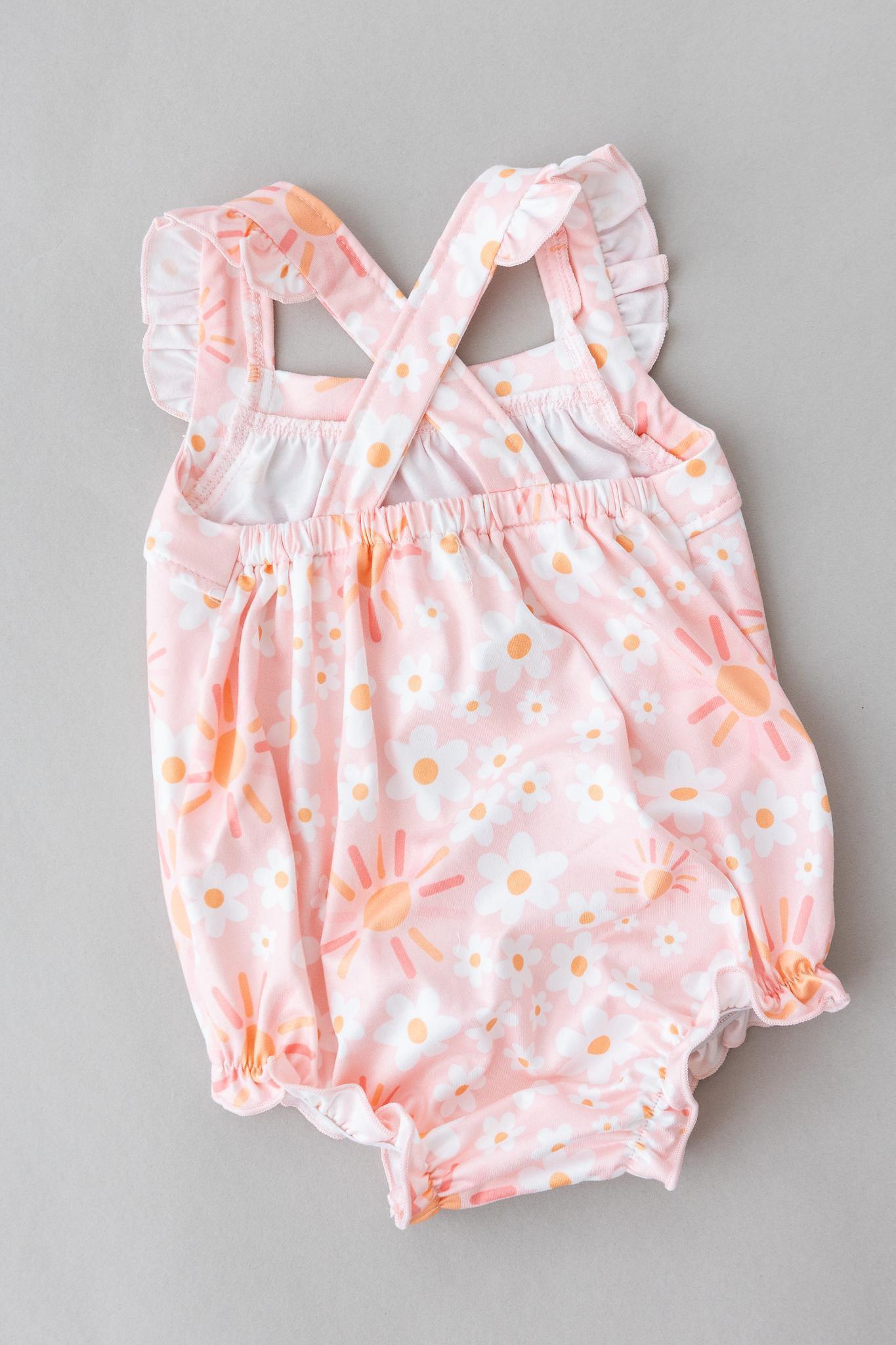 Sweet & Sunny Ruffle Cross Back Romper