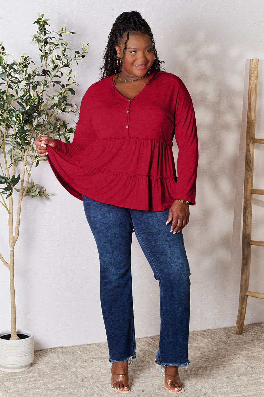 Black Friday Deal: Ruffle Long Sleeve Top - Double Take