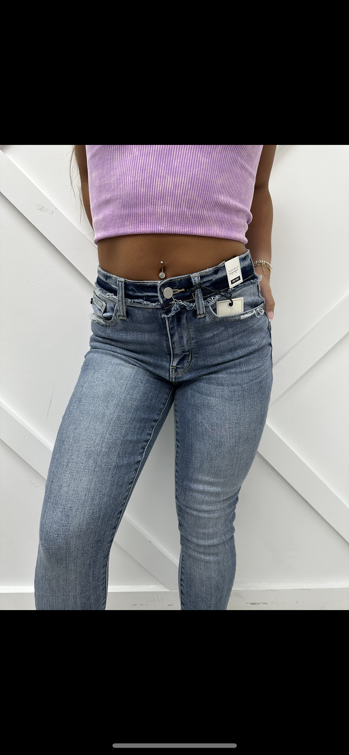 Sherry Mid Rise Release Waistband Detail Skinny