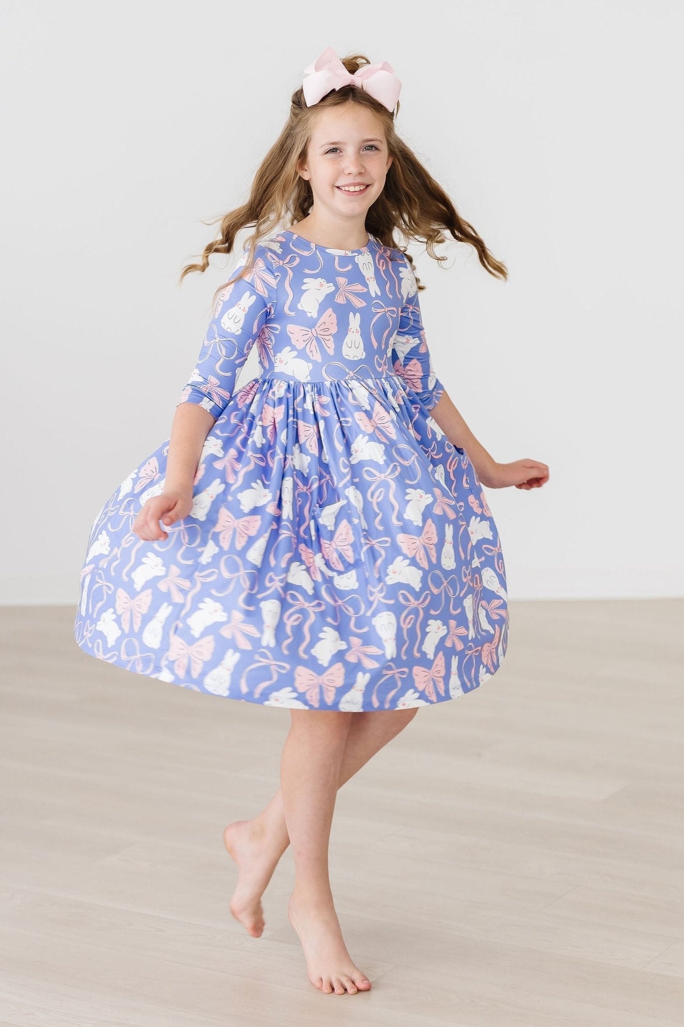 Hop, Skip & Twirl 3/4 Sleeve Pocket Twirl Dress