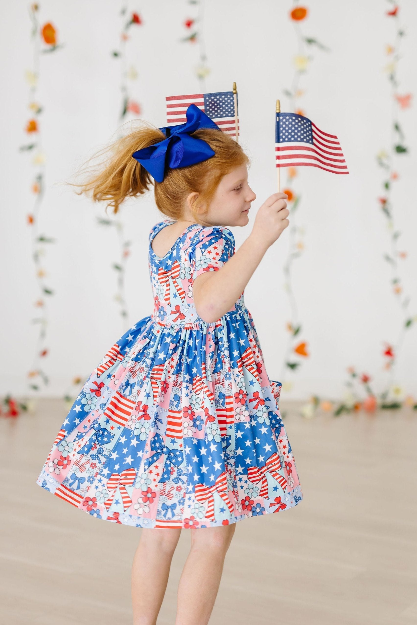 Patriotic Patchwork S/S Pocket Twirl Dress