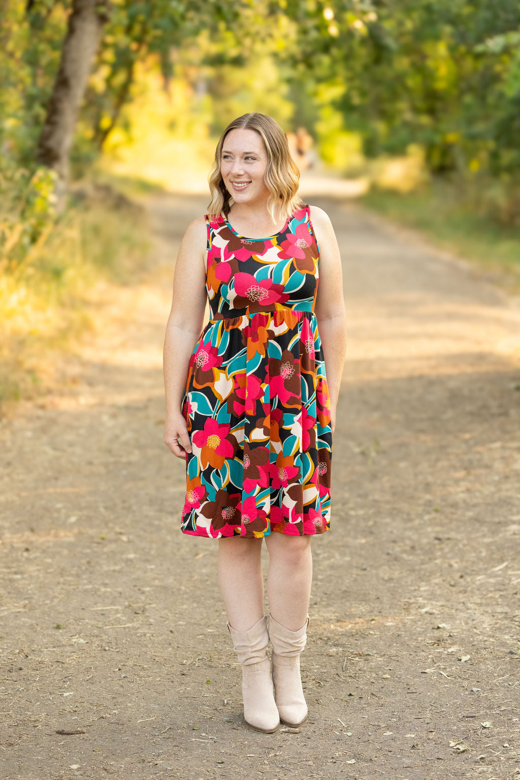 IN STOCK Kelsey Tank Dress - Bold Magenta Floral FINAL SALE