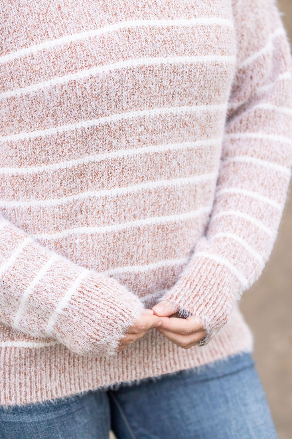 IN STOCK Cozy Striped Sweater - Rust FINAL SALE