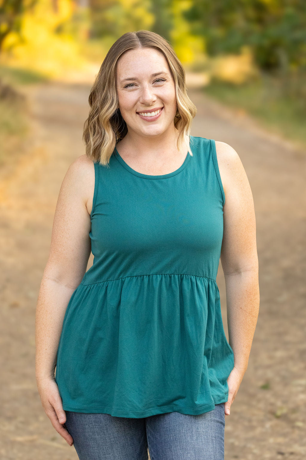 IN STOCK Renee Ruffle Tank - Teal