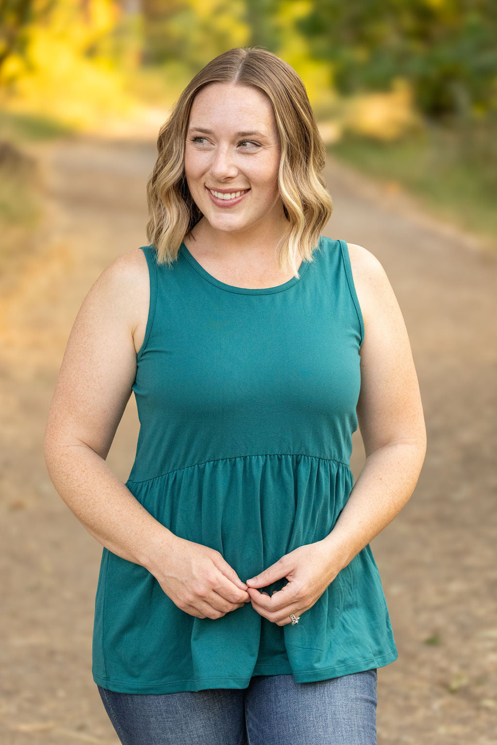 IN STOCK Renee Ruffle Tank - Teal