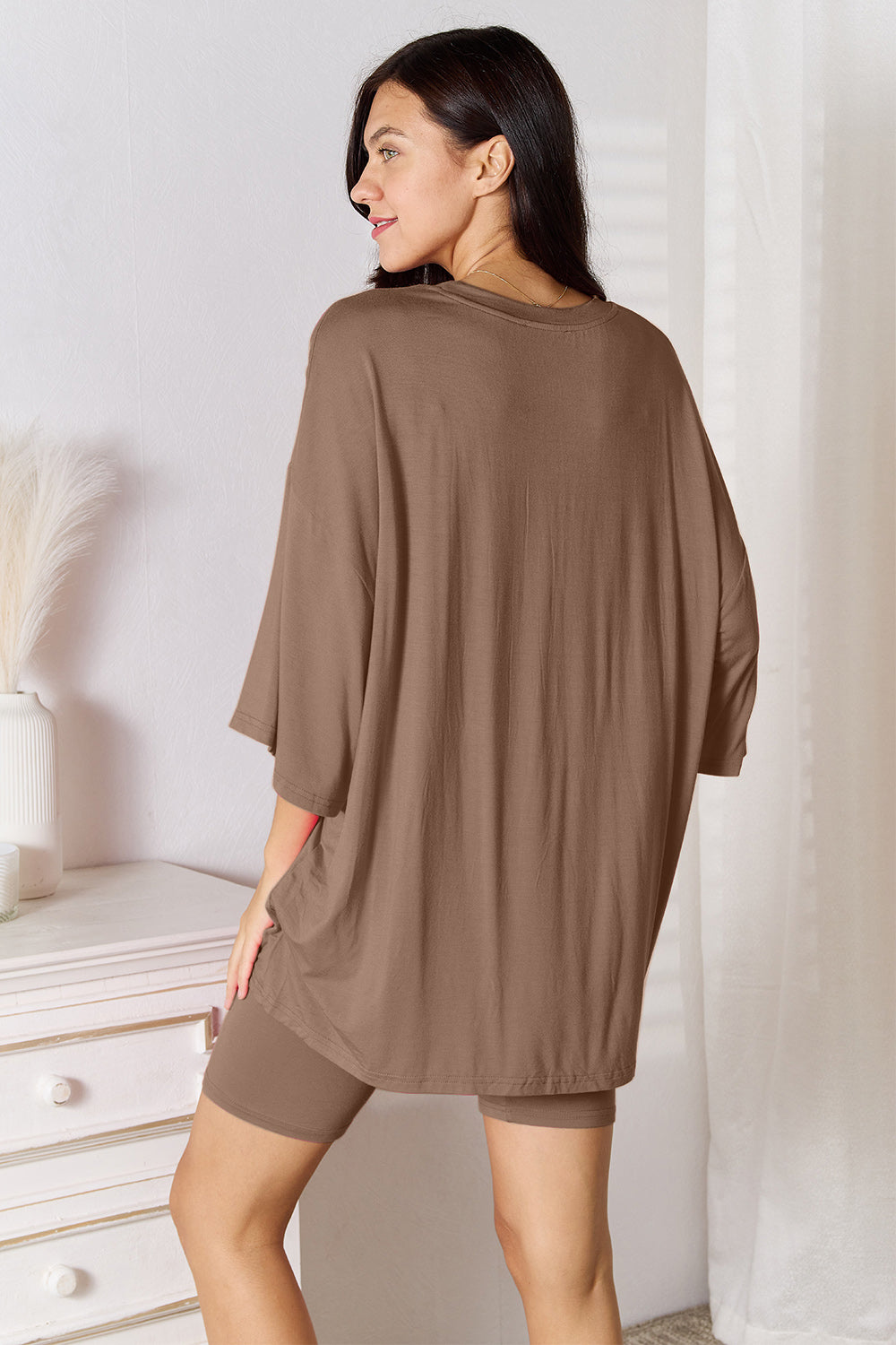 Black Friday Soft Rayon Three-Quarter Sleeve Top and Shorts Set