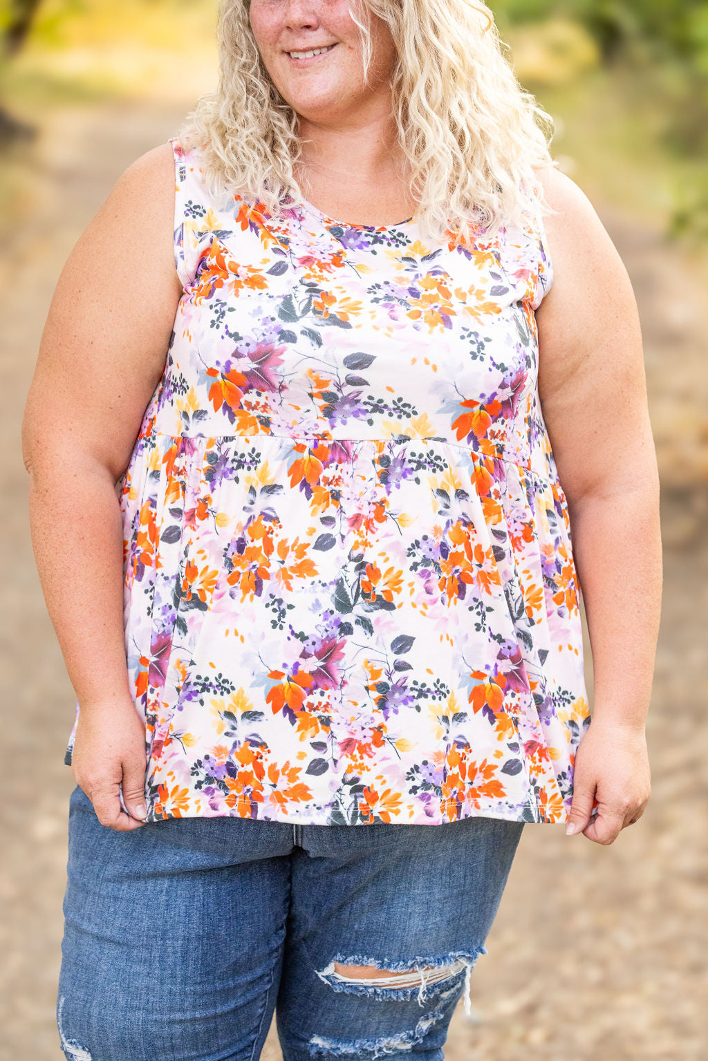 IN STOCK Renee Ruffle Tank - Floral Leaves FINAL SALE