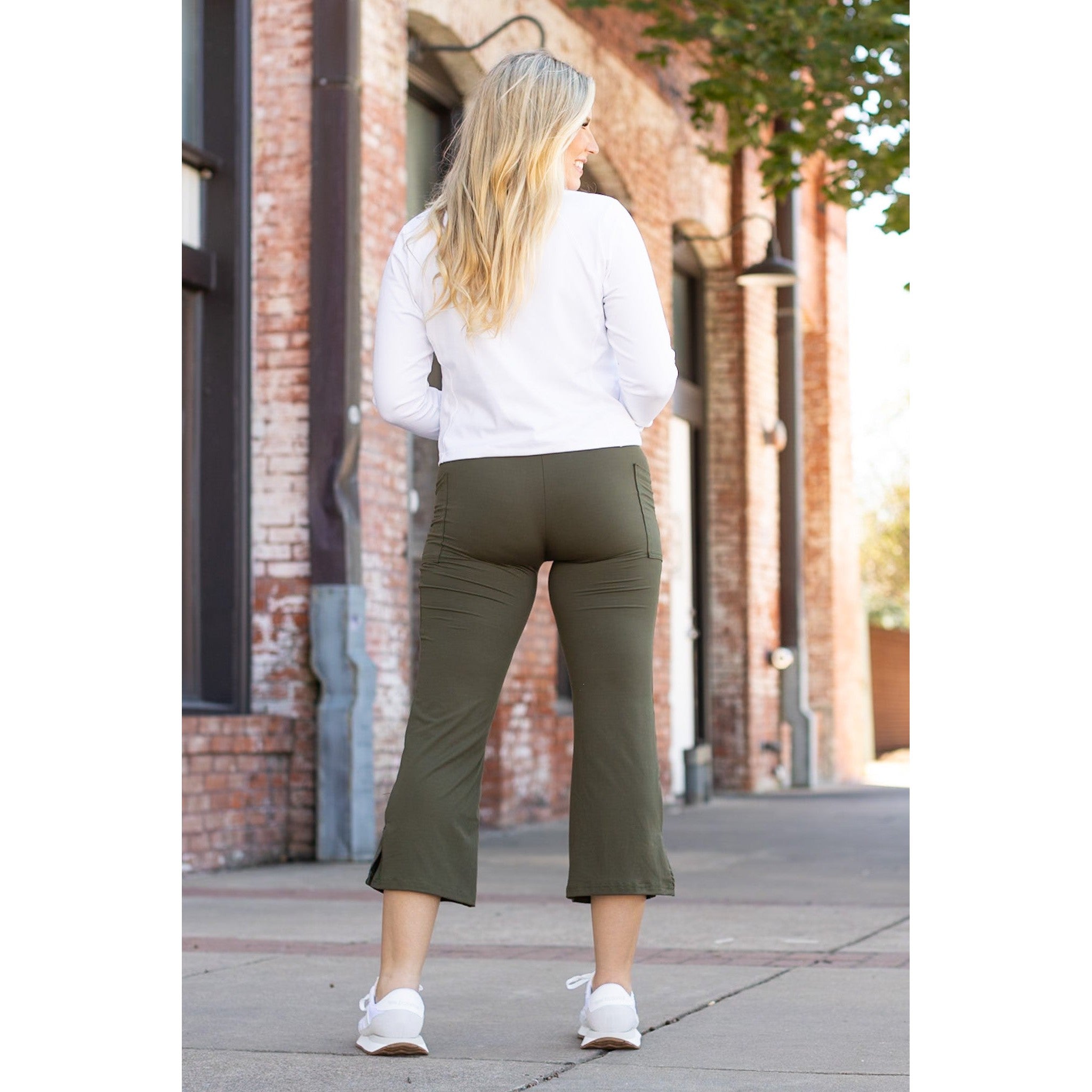 The Shyla - Olive High Waisted Gaucho Pants