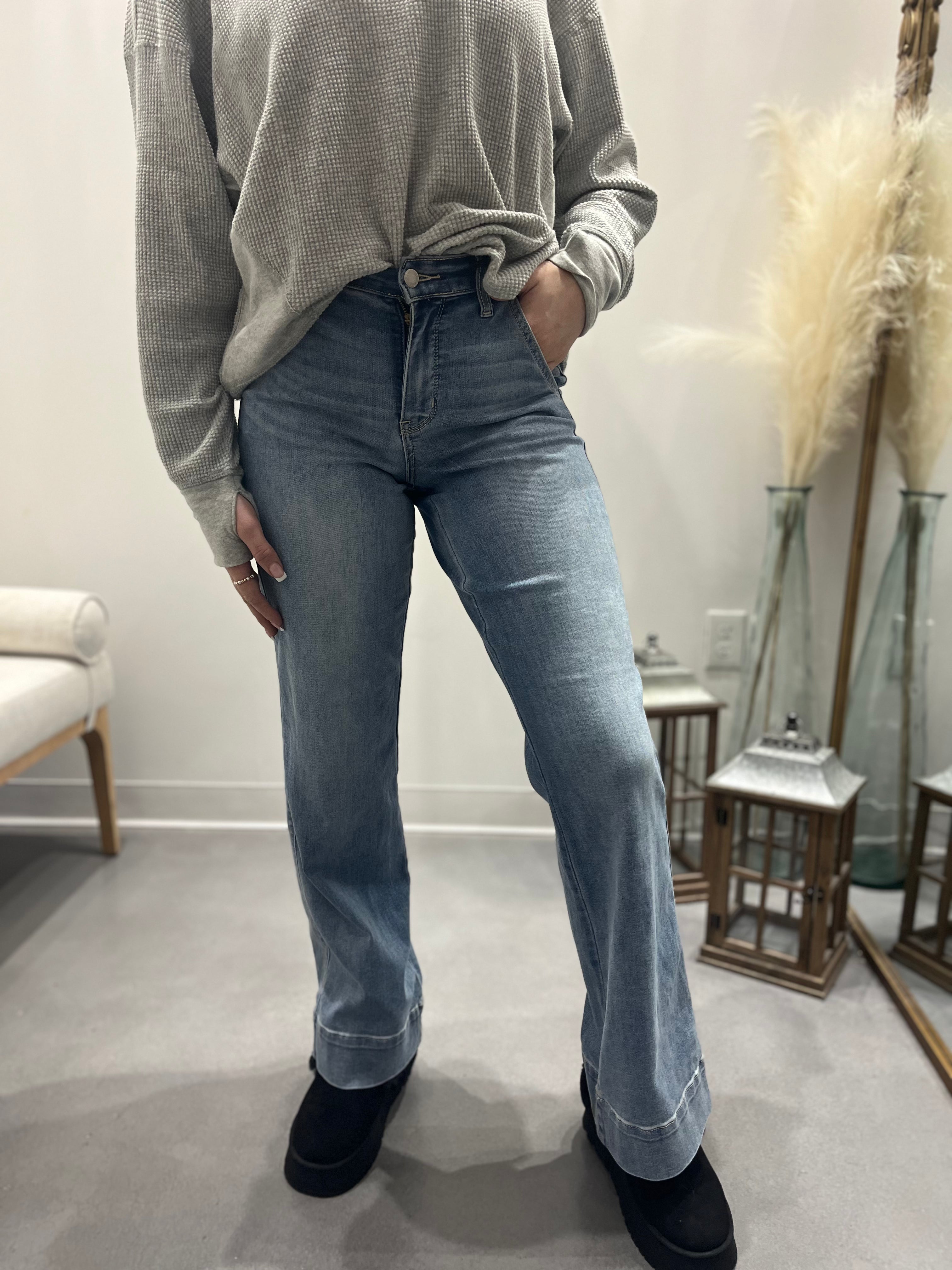 Mindy Mid Rise Wide Leg Jeans