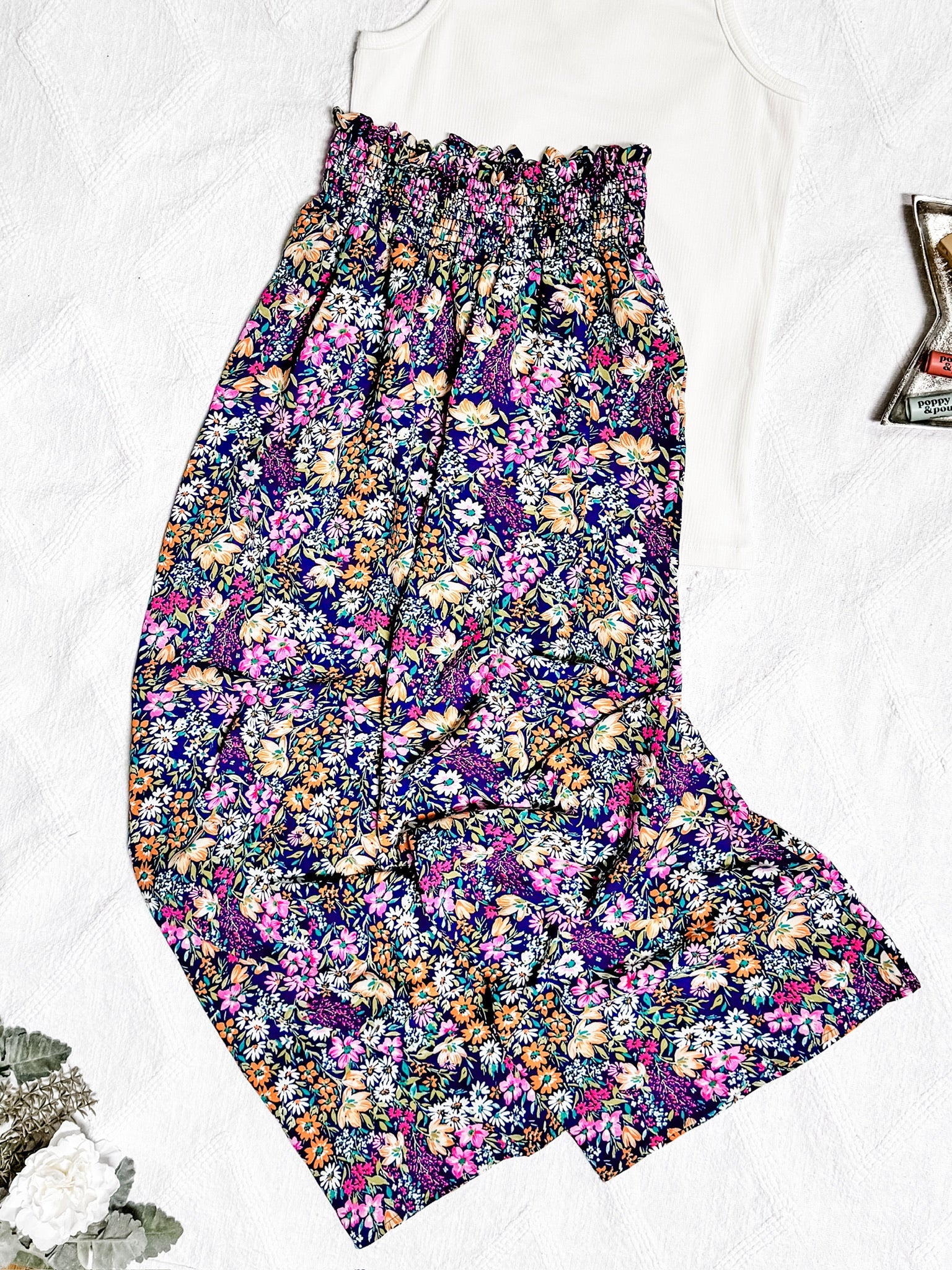 IN STOCK Presley Palazzo Pants - Navy and Pink Floral Mix