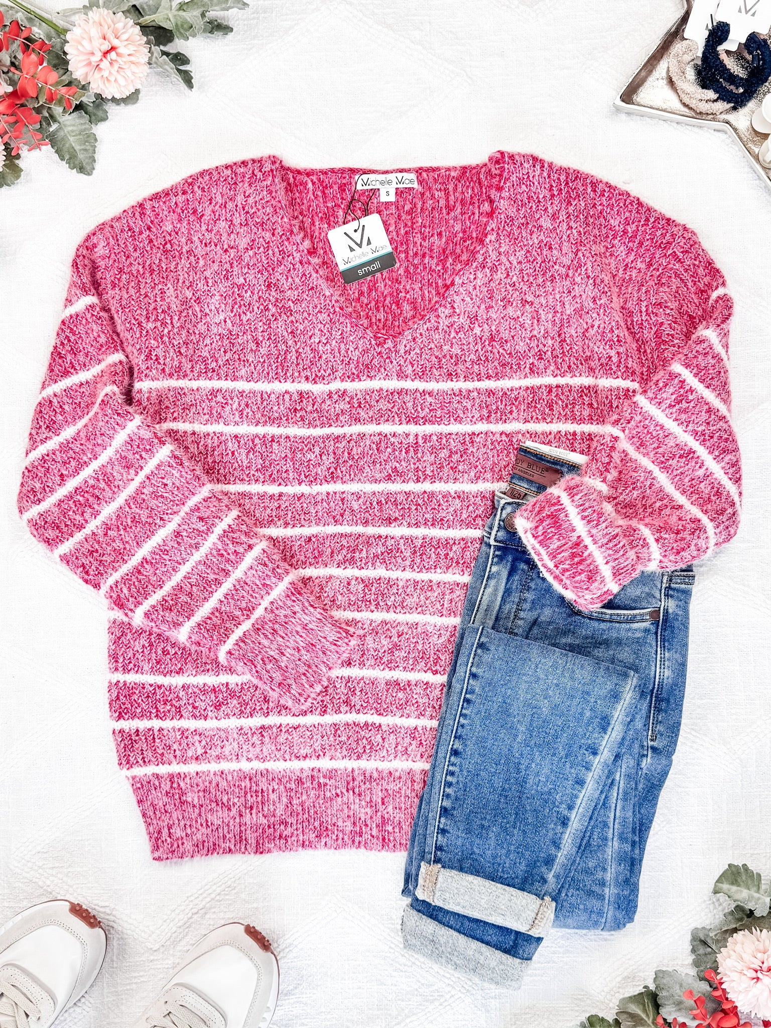 IN STOCK Cozy Striped Sweater - Red