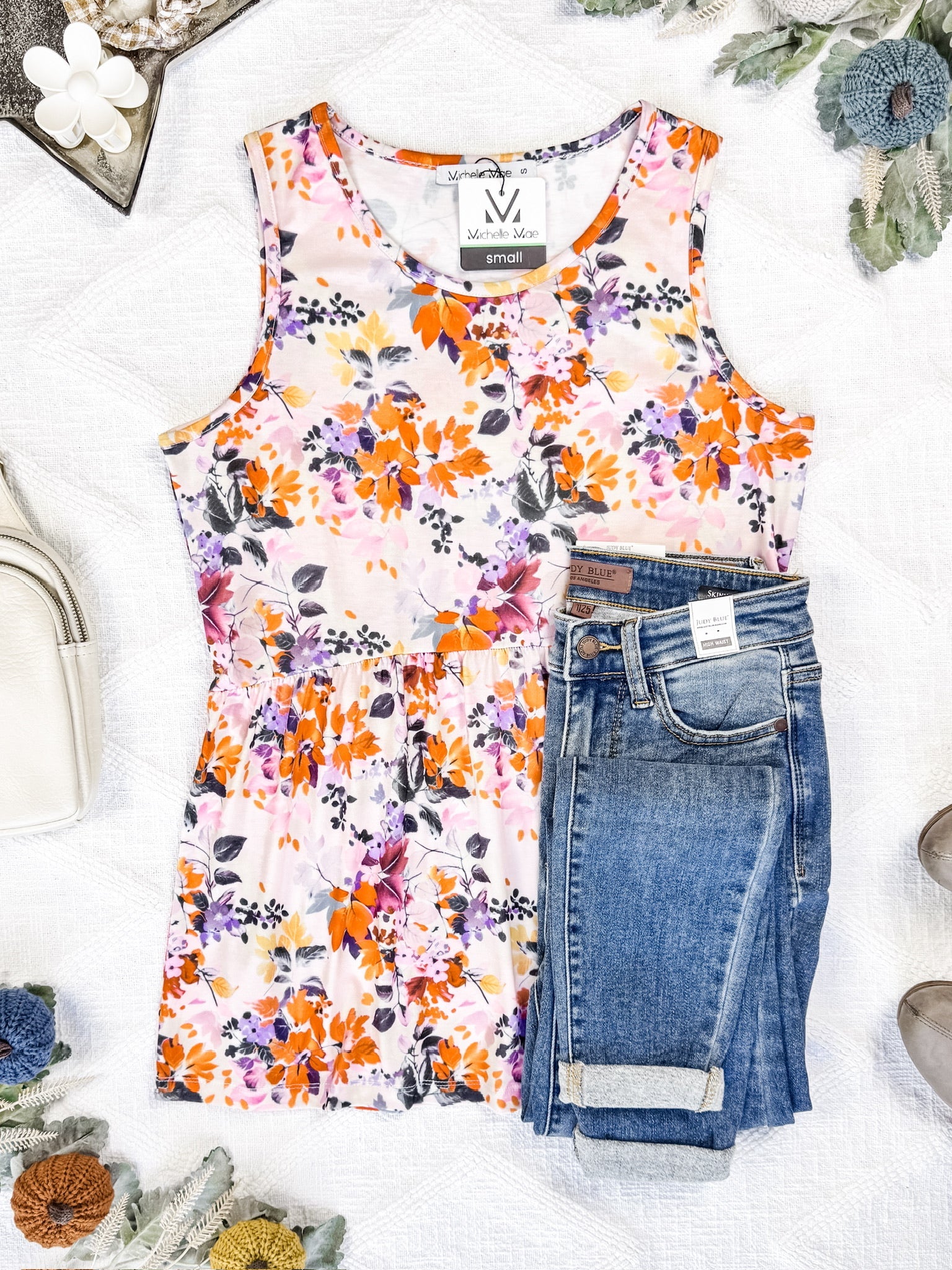 IN STOCK Renee Ruffle Tank - Floral Leaves FINAL SALE