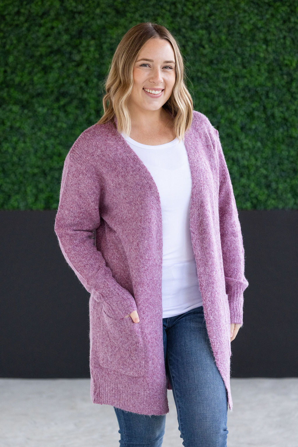 IN STOCK Madison Cozy Cardigan - Frosted Berry