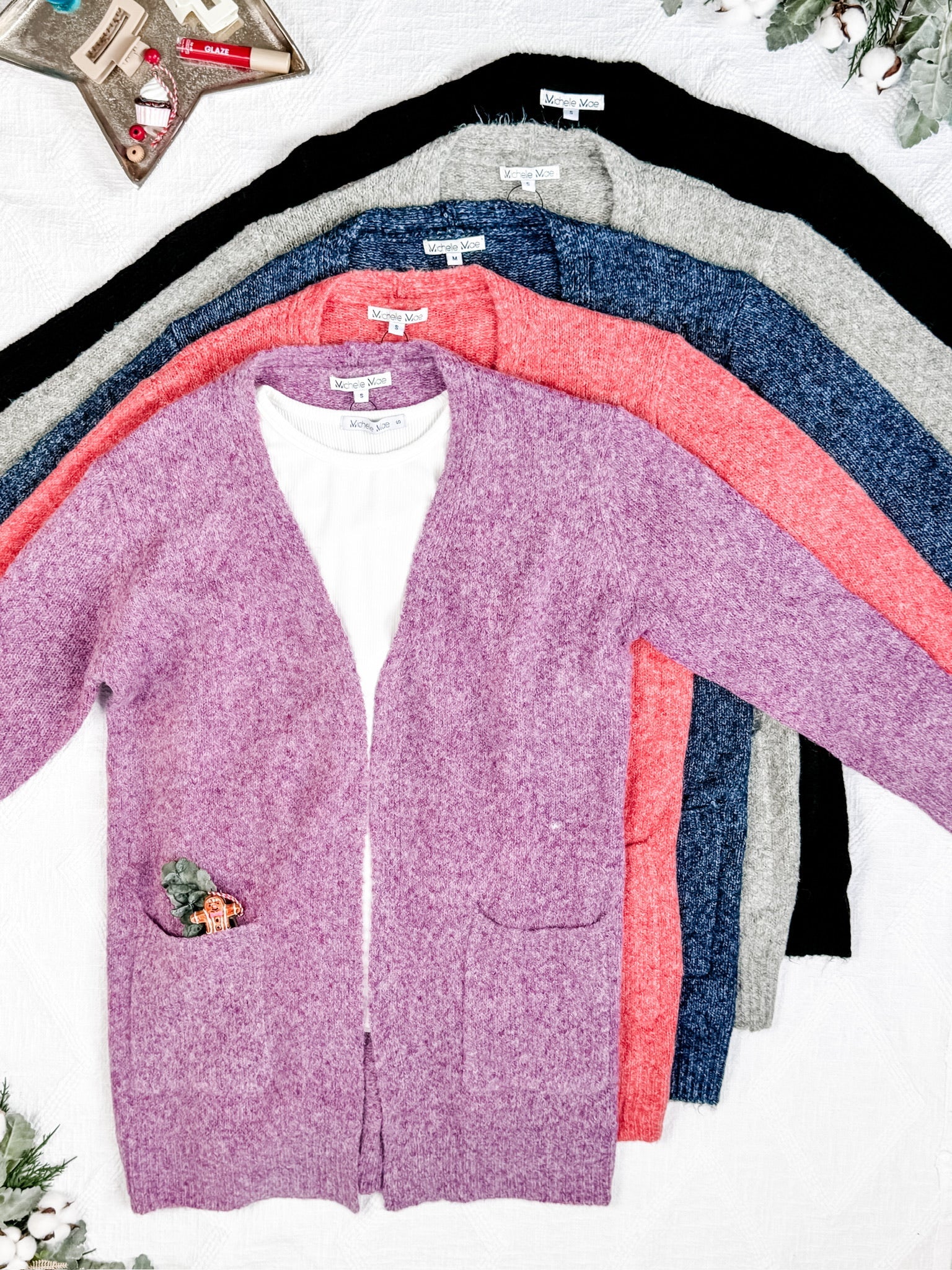 IN STOCK Madison Cozy Cardigan - Frosted Berry