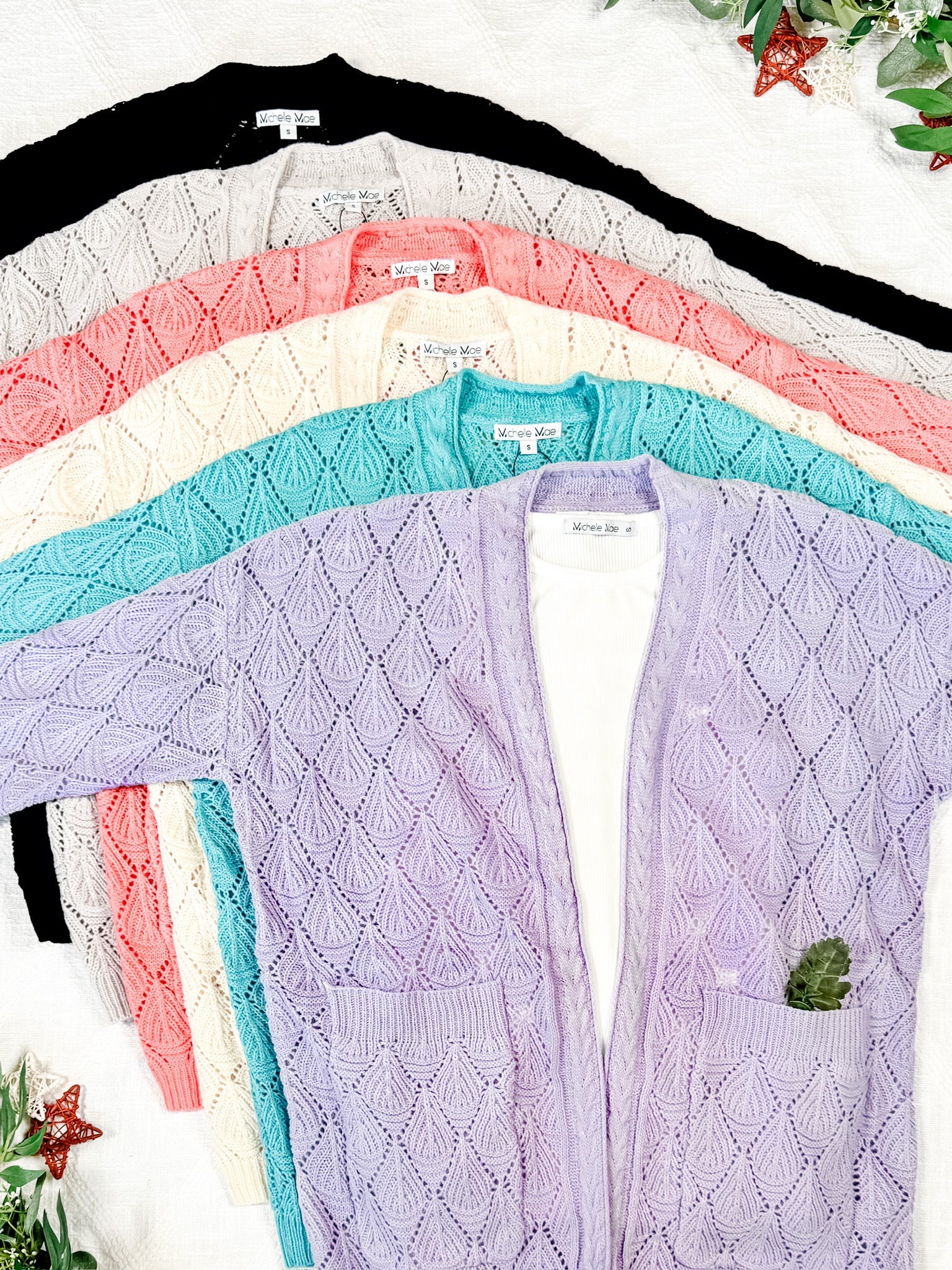 IN STOCK Open Knit Cardigan - Lavender