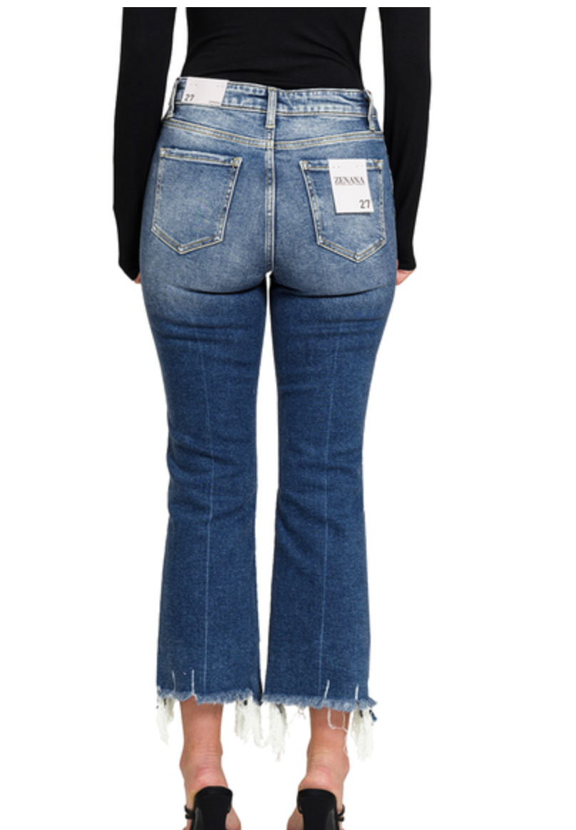 High Waisted Crop Flair Jeans