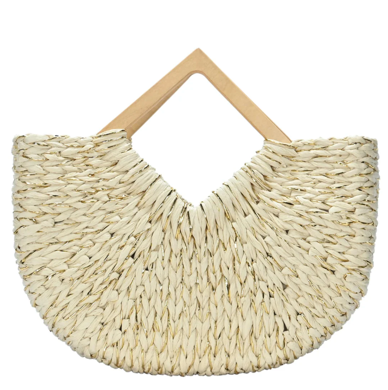 Isabella Wooden Handle Straw Tote Bag