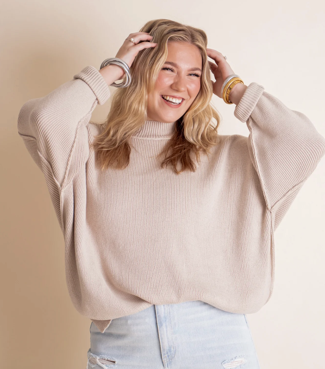 Cozy Mornings Side Sit Oversize Sweater