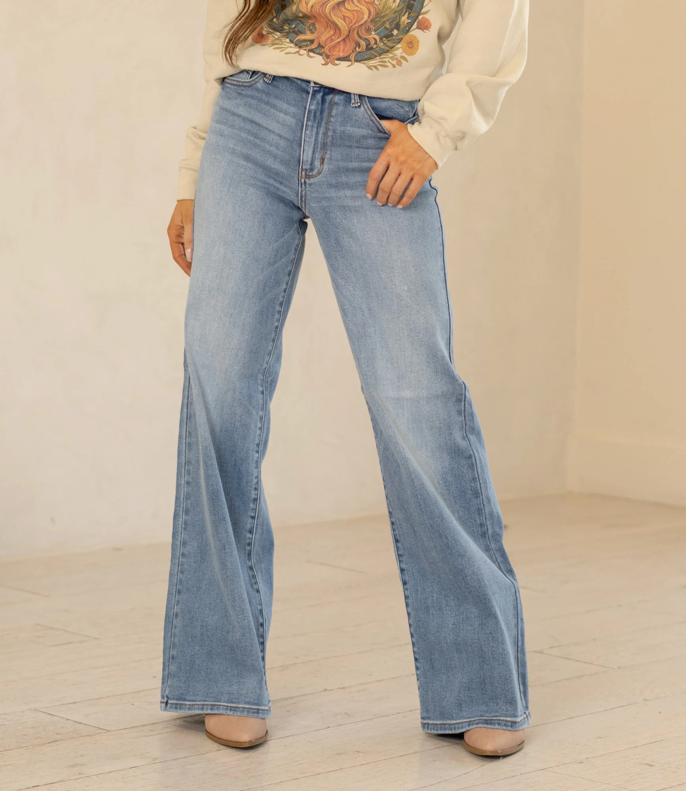 Hip With It Judy Blue Full Size Wide Leg Jeans with Pockets