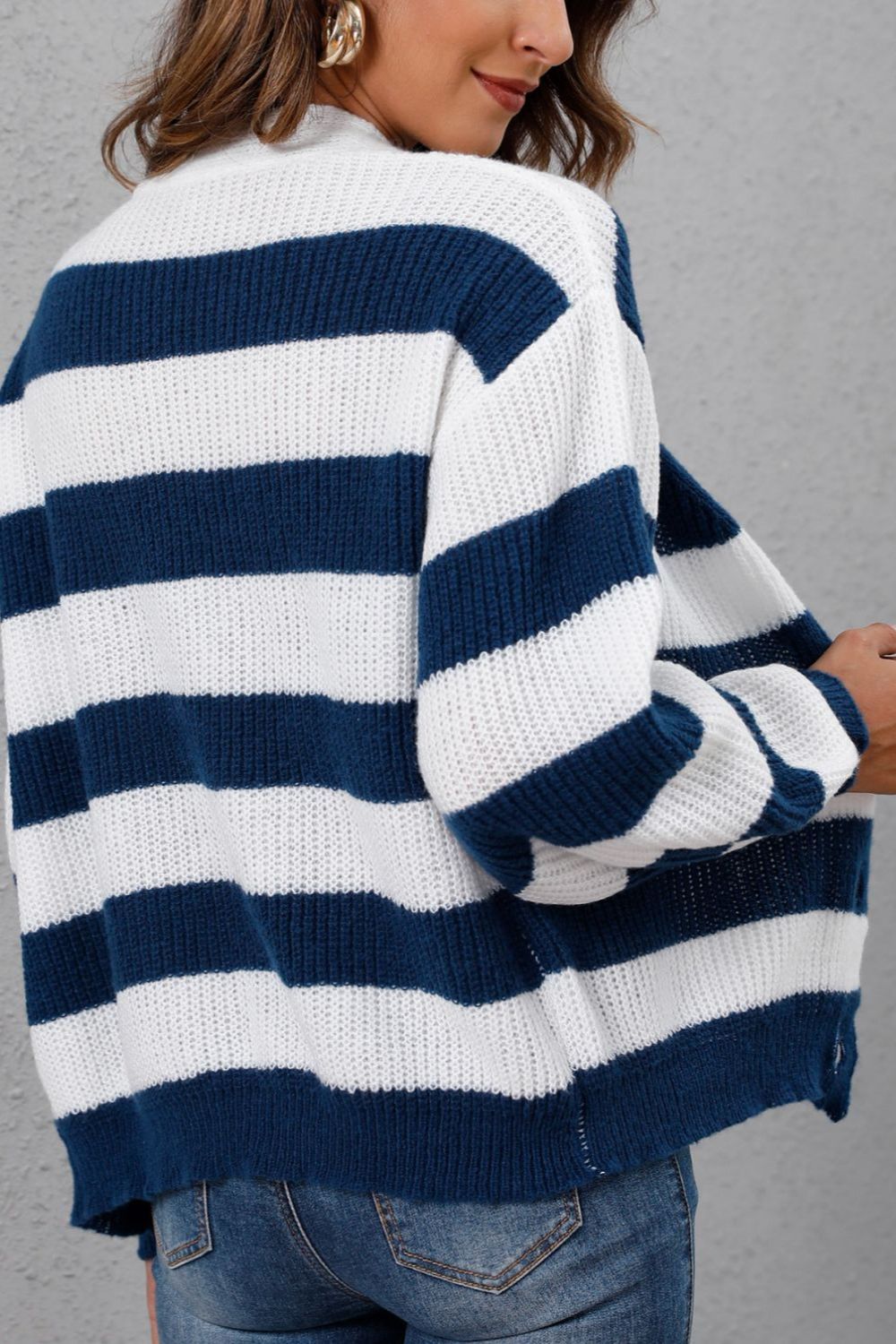 Striped Button Up Long Sleeve Sweater in 4 colors