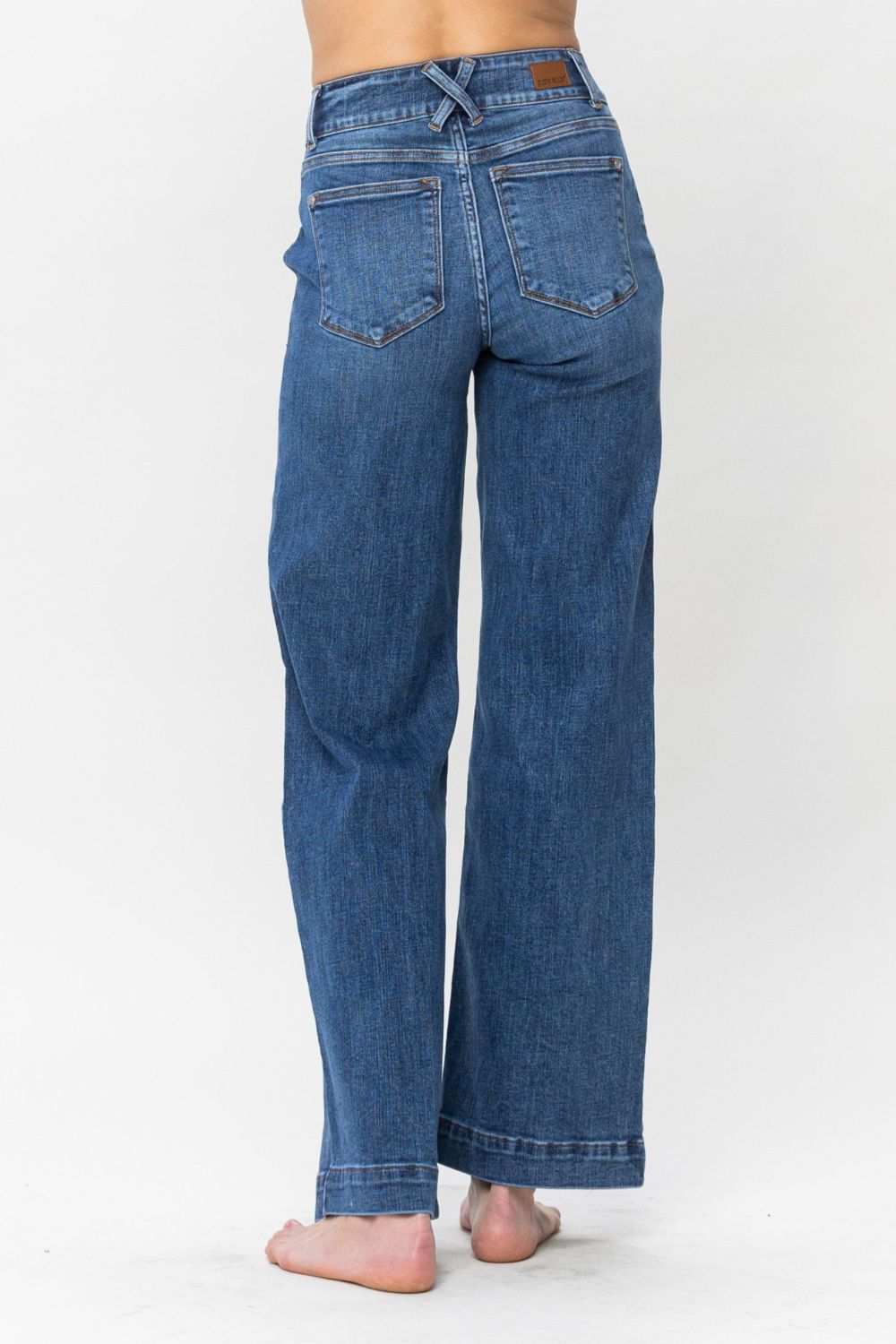 Double the Fun Judy Blue Full Size Double Button Wide Leg Jeans