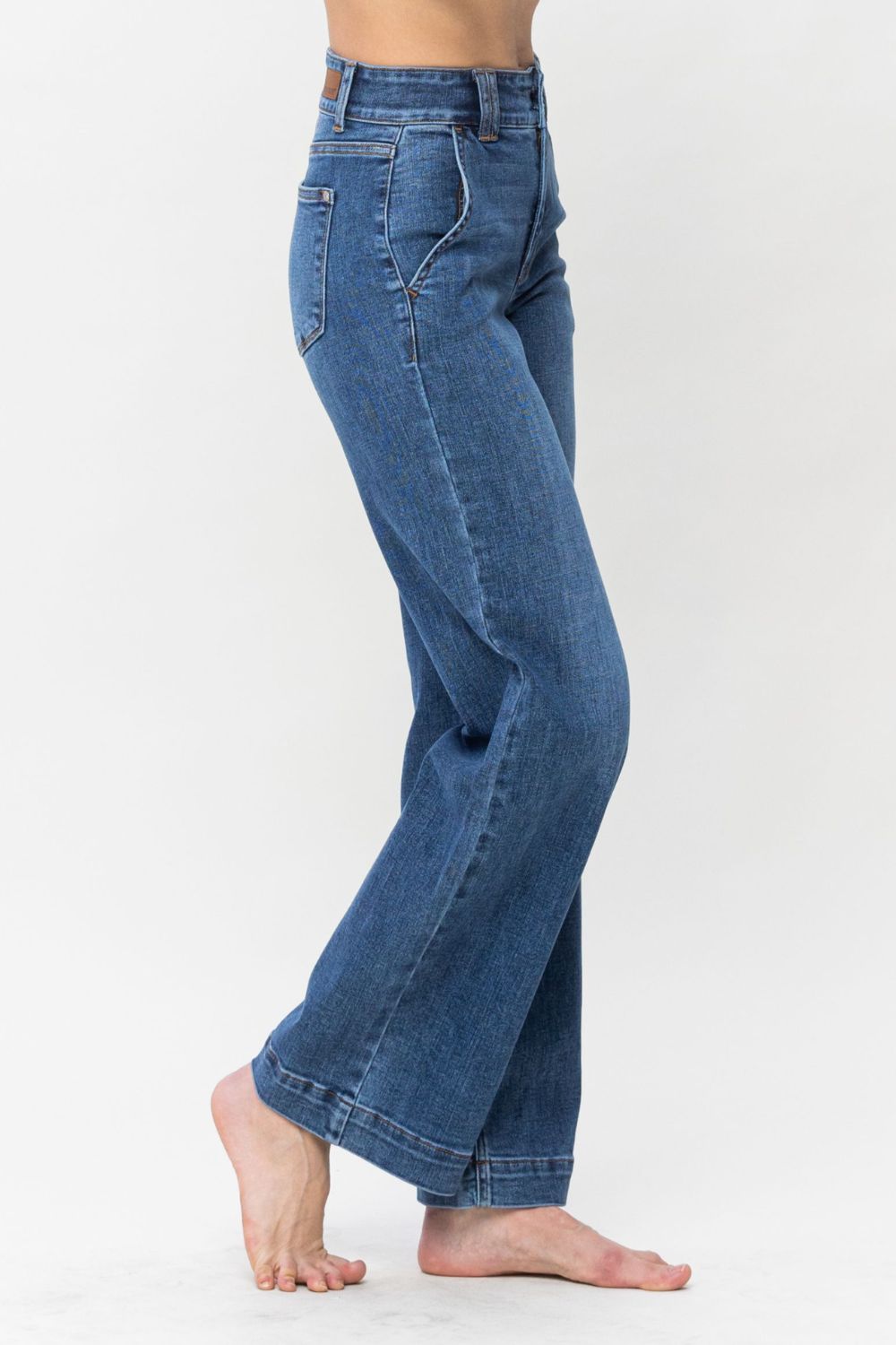 Double the Fun Judy Blue Full Size Double Button Wide Leg Jeans