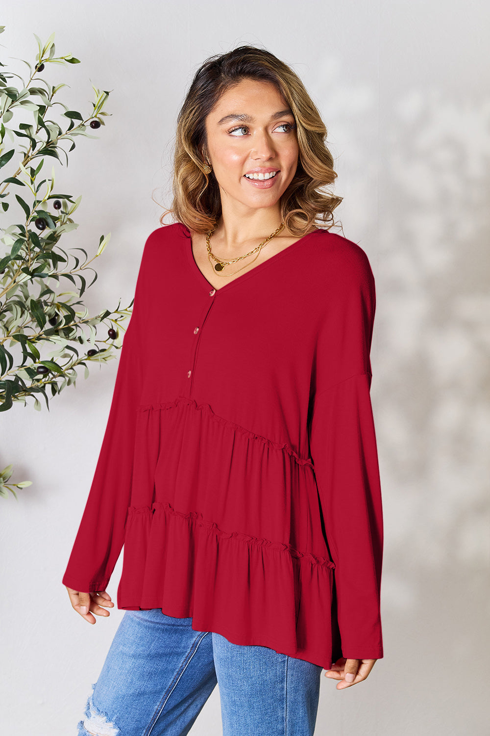 Black Friday Deal: Ruffle Long Sleeve Top - Double Take