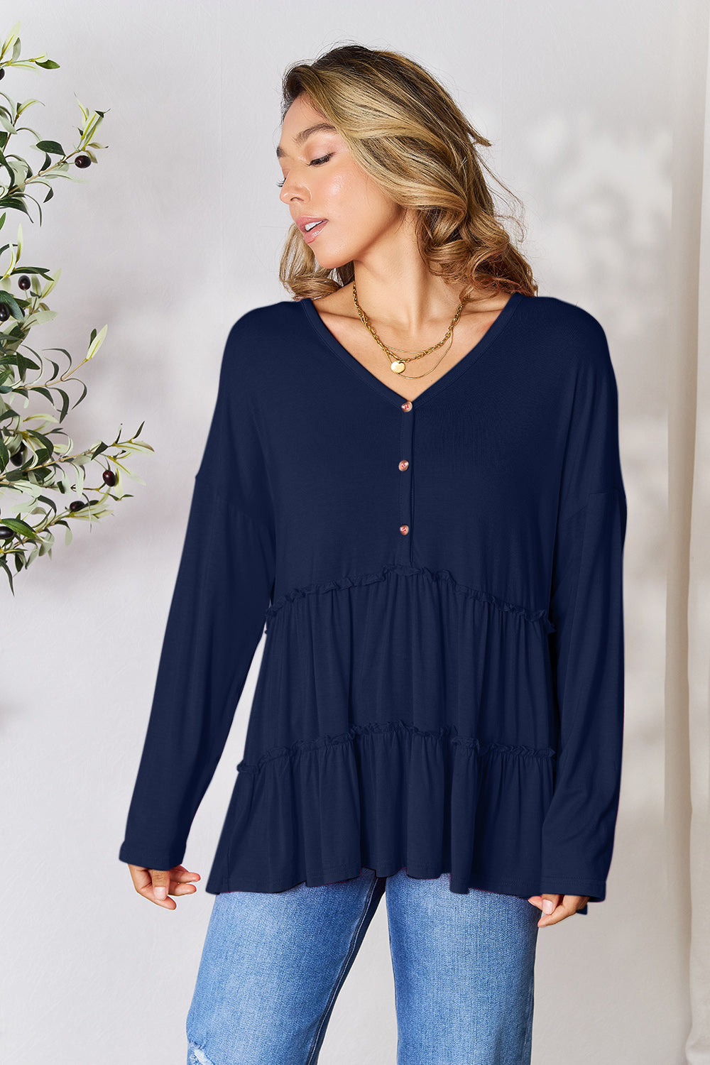 Black Friday Deal: Ruffle Long Sleeve Top - Double Take