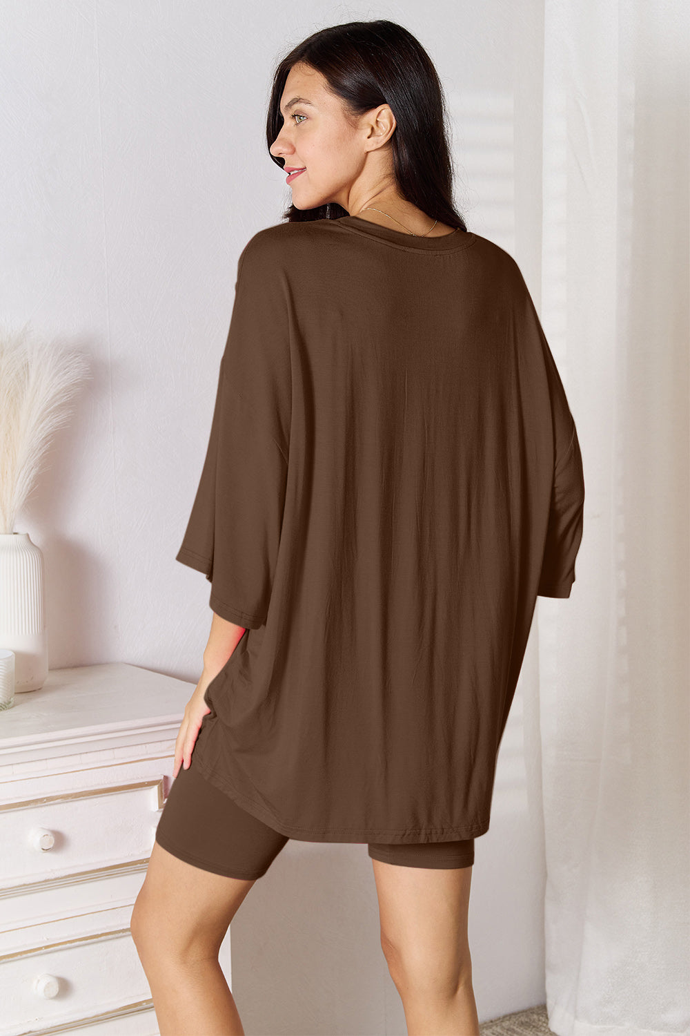 Black Friday Soft Rayon Three-Quarter Sleeve Top and Shorts Set