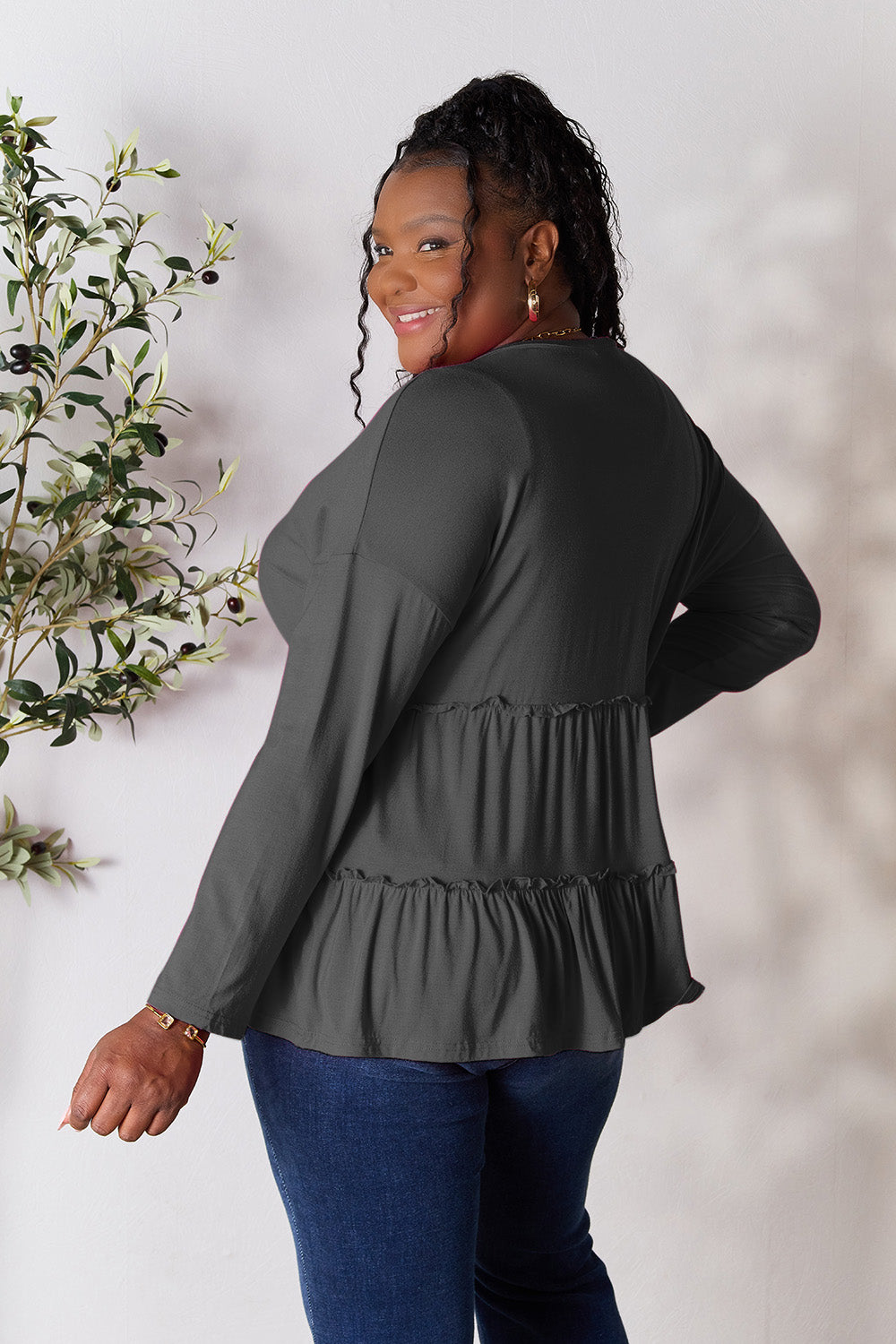 Black Friday Deal: Ruffle Long Sleeve Top - Double Take