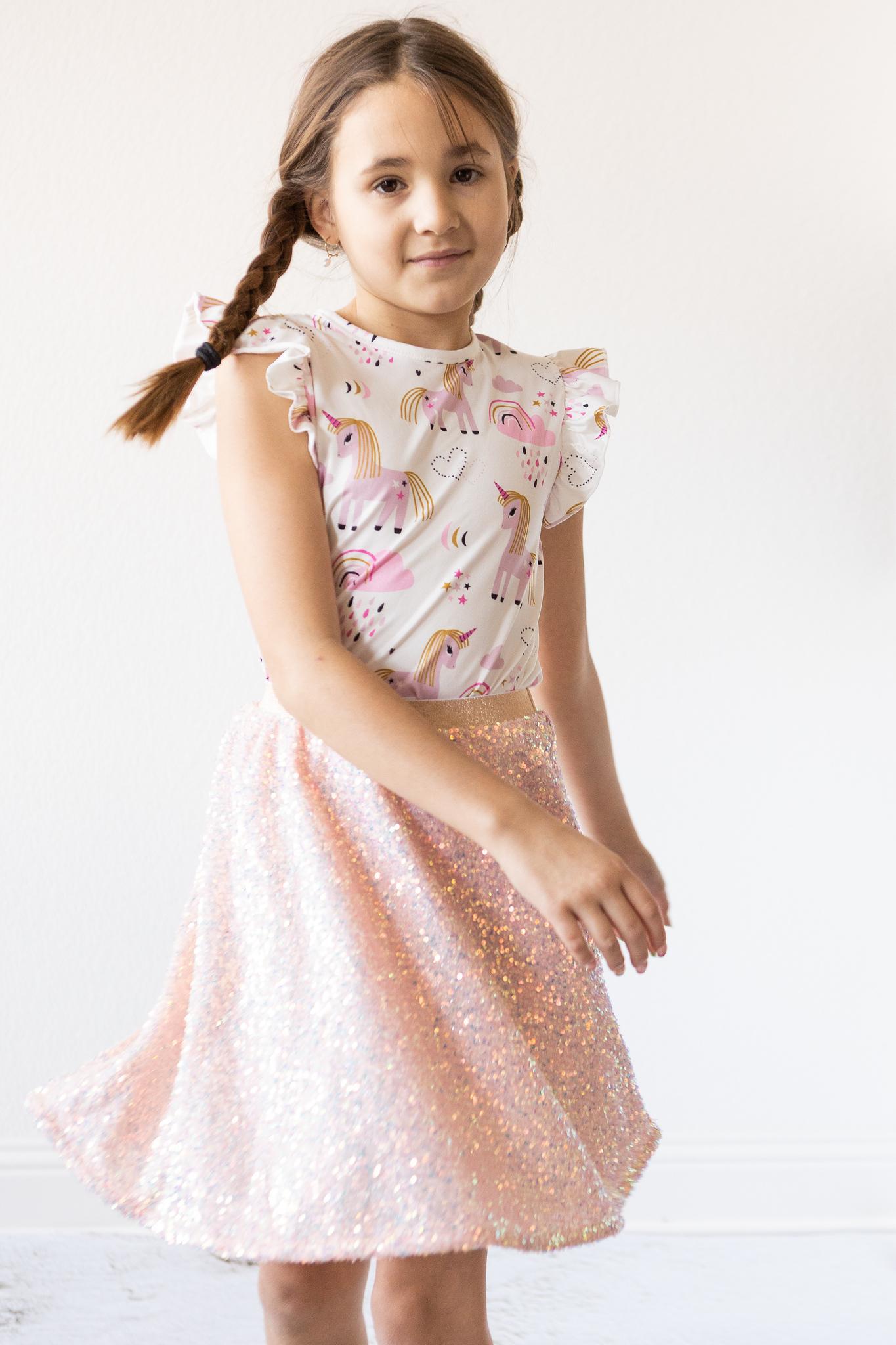 SALE Peach Sequin Twirl Skirt