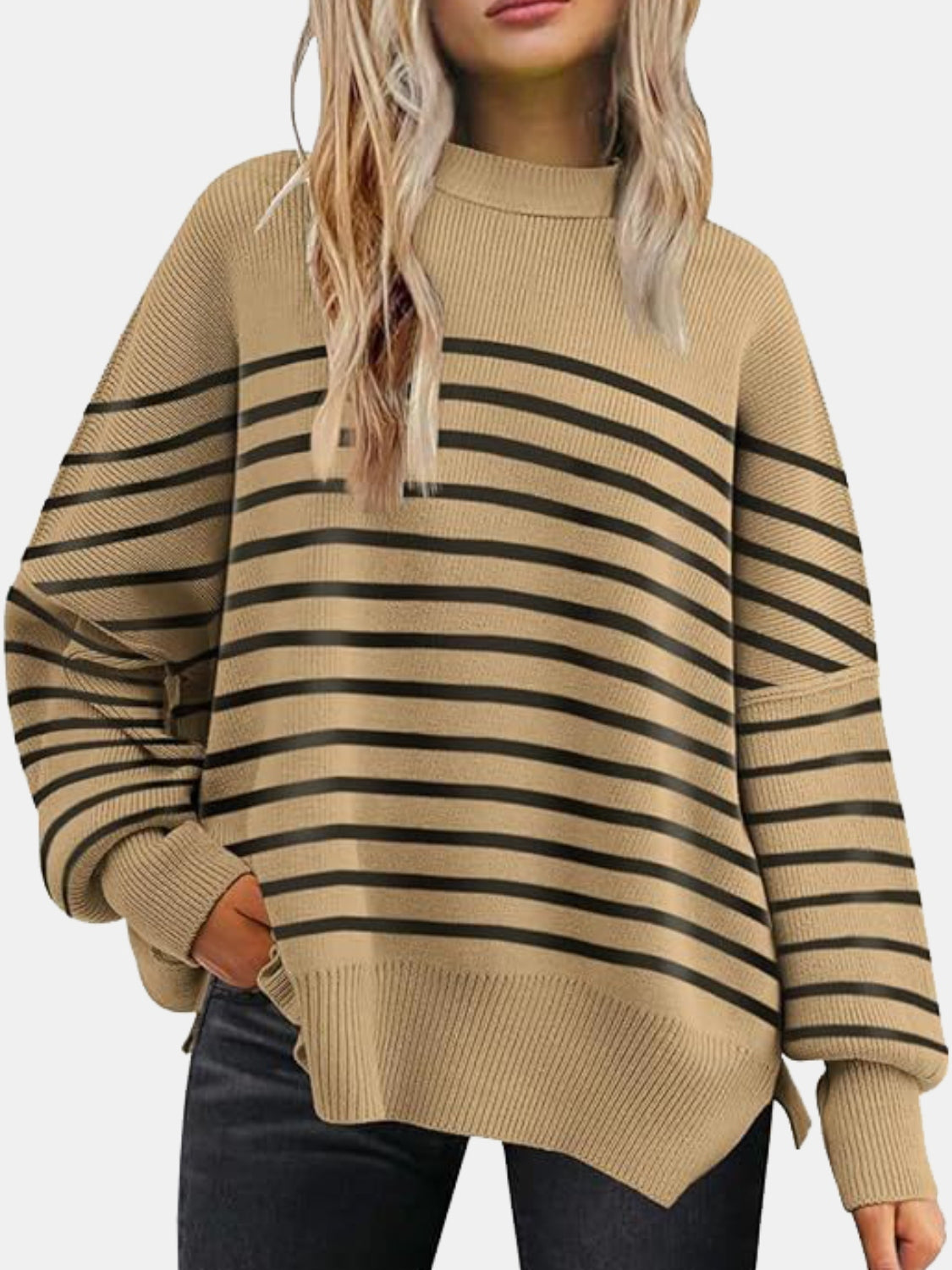 You’re in Love Round Neck Drop Shoulder Slit Sweater 13 Colors!