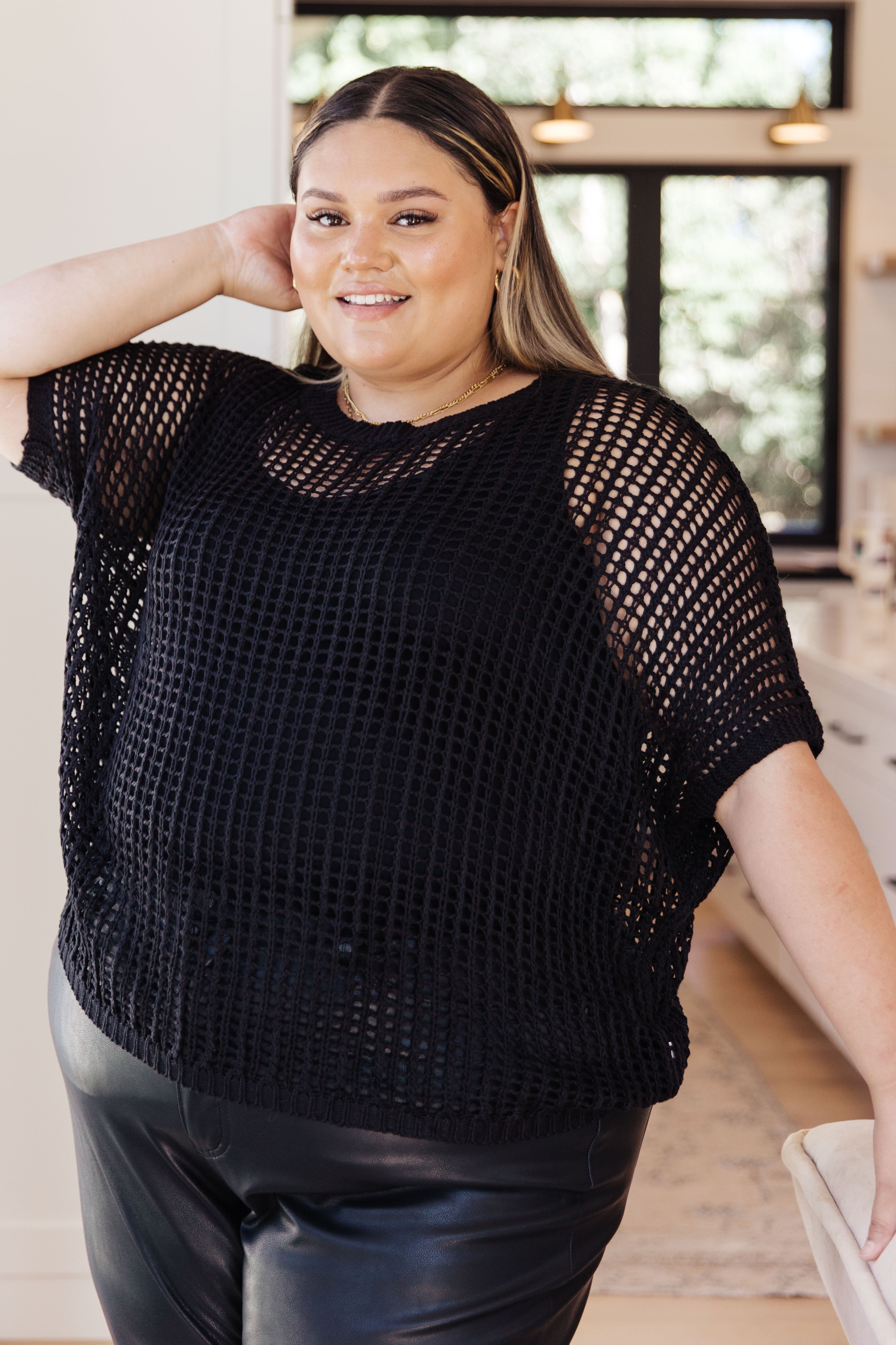 Coastal Dreams Fishnet Top in Black