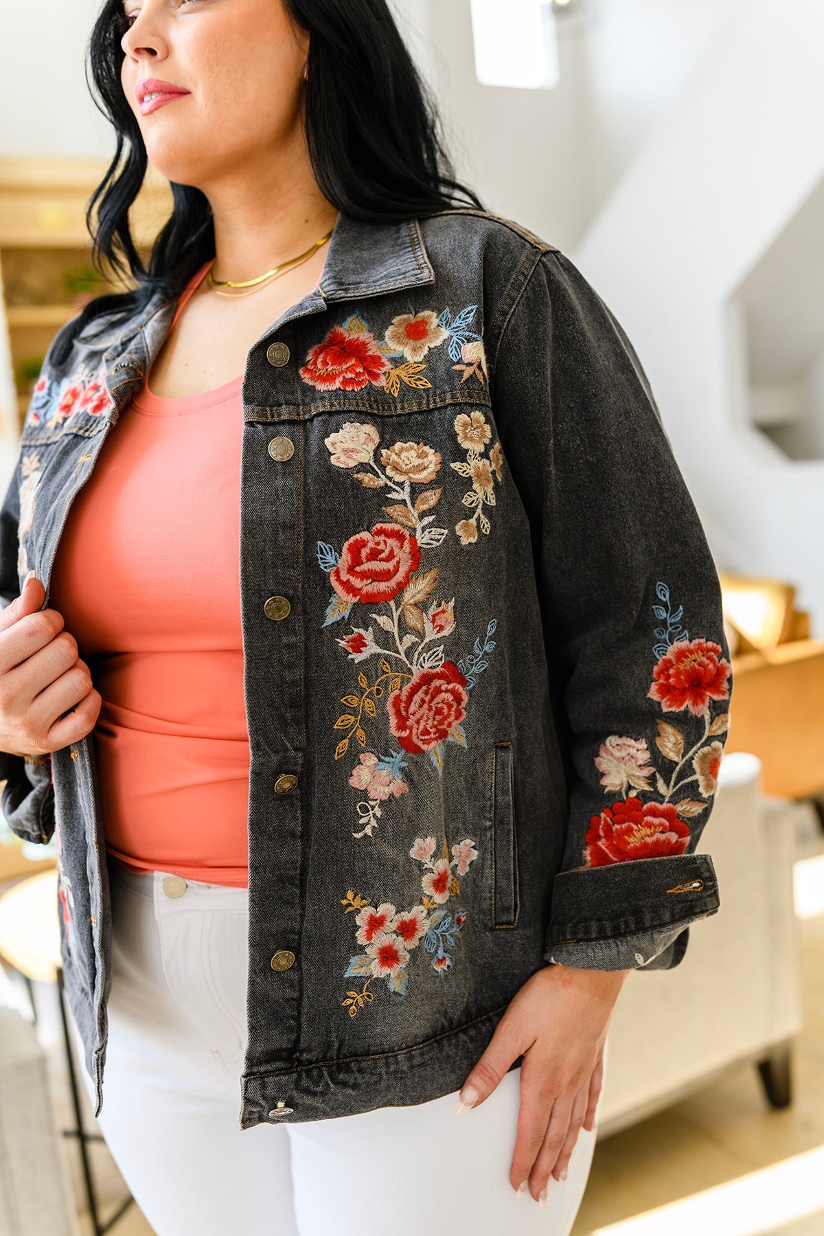 Lovely Visions Flower Embroidered Jacket